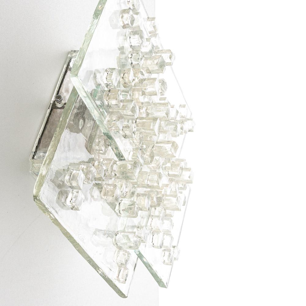 1970s Thick Raw Glass Wall light by Poliarte 4