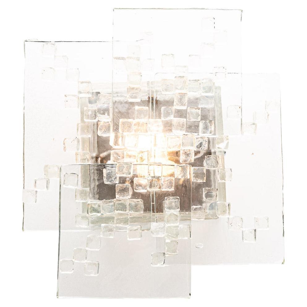1970s Thick Raw Glass Wall light by Poliarte