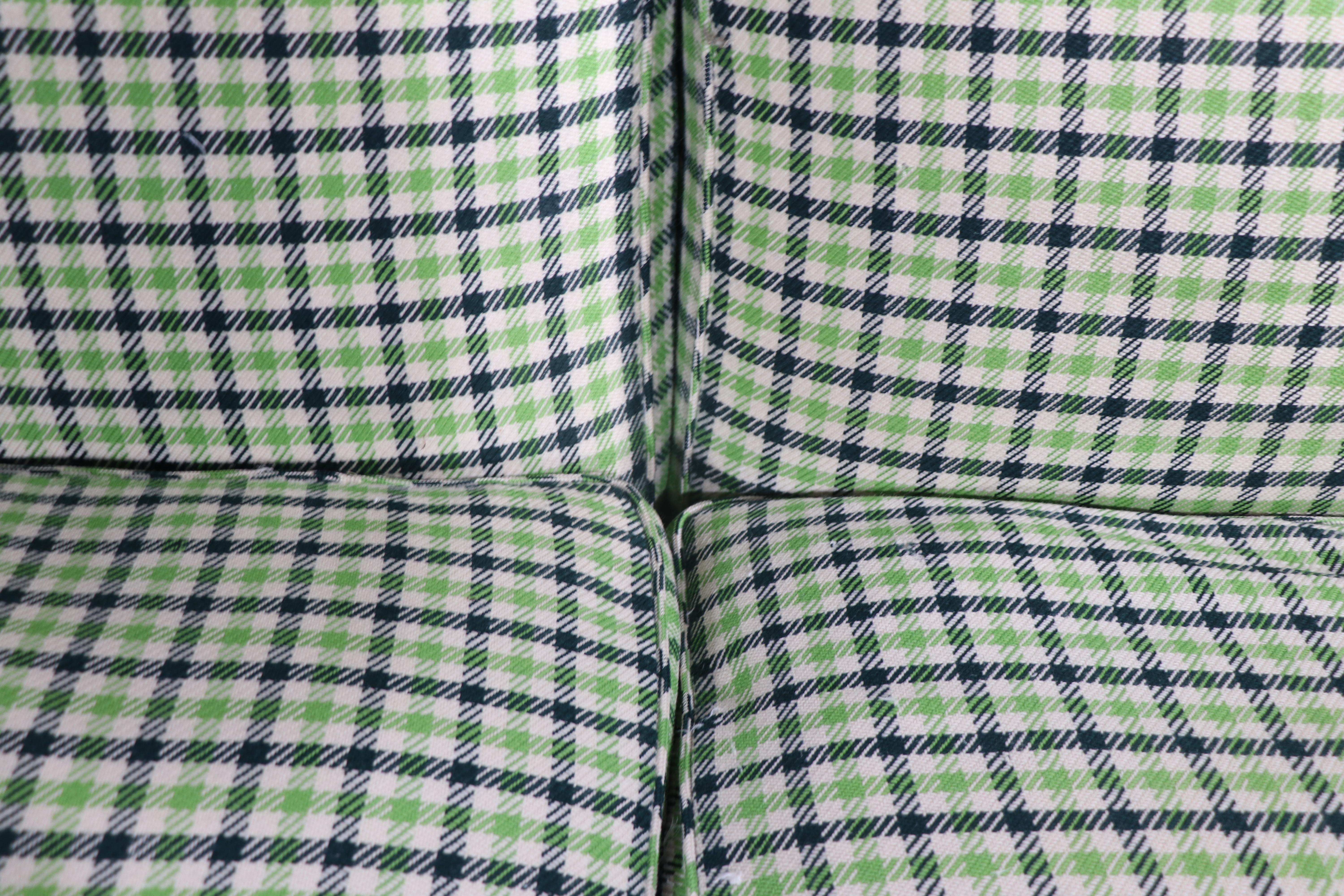 Post-Modern 1970’s Thomas De Angelis Loveseat in Green Plaid Fabric