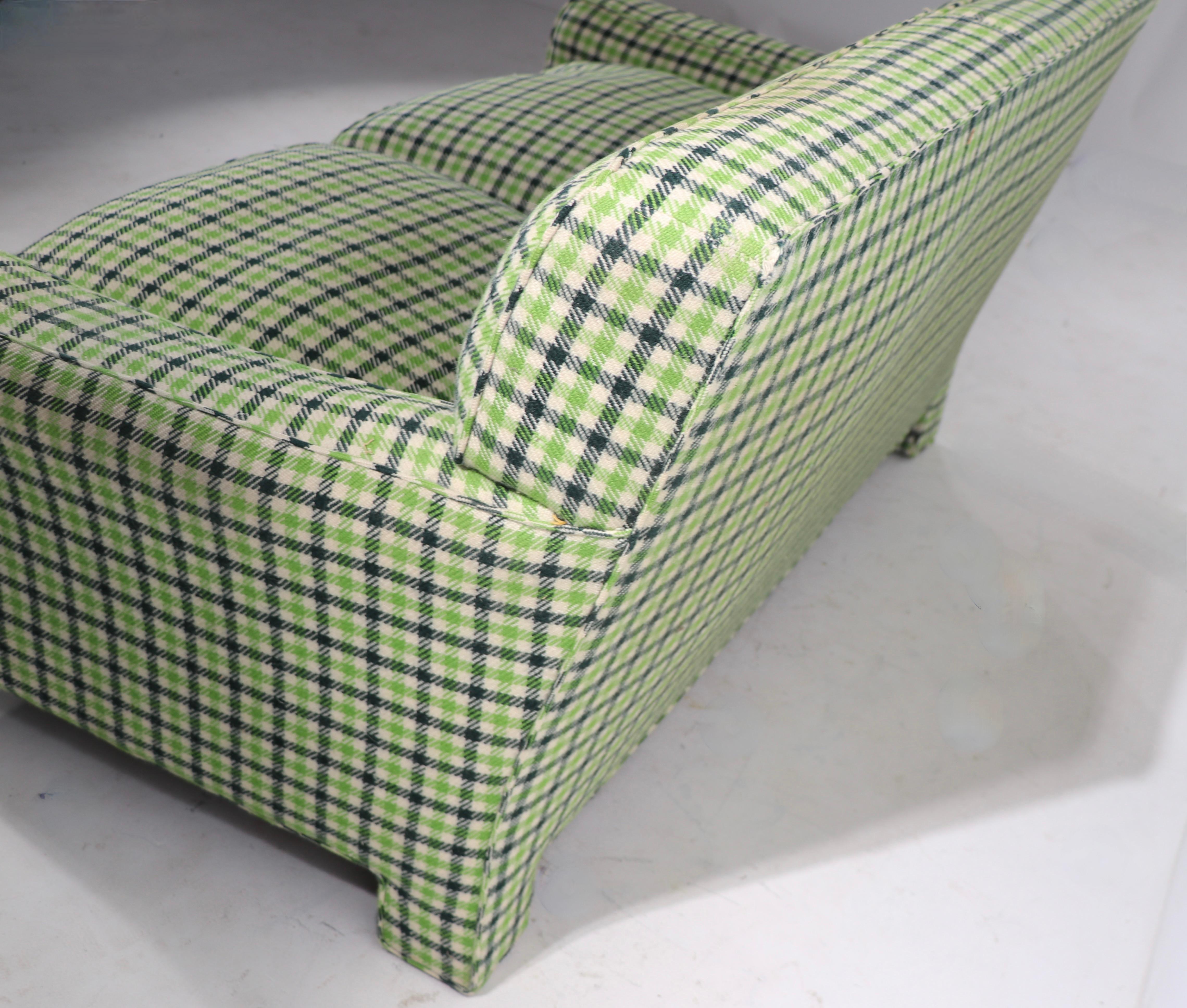 1970’s Thomas De Angelis Loveseat in Green Plaid Fabric In Good Condition In New York, NY