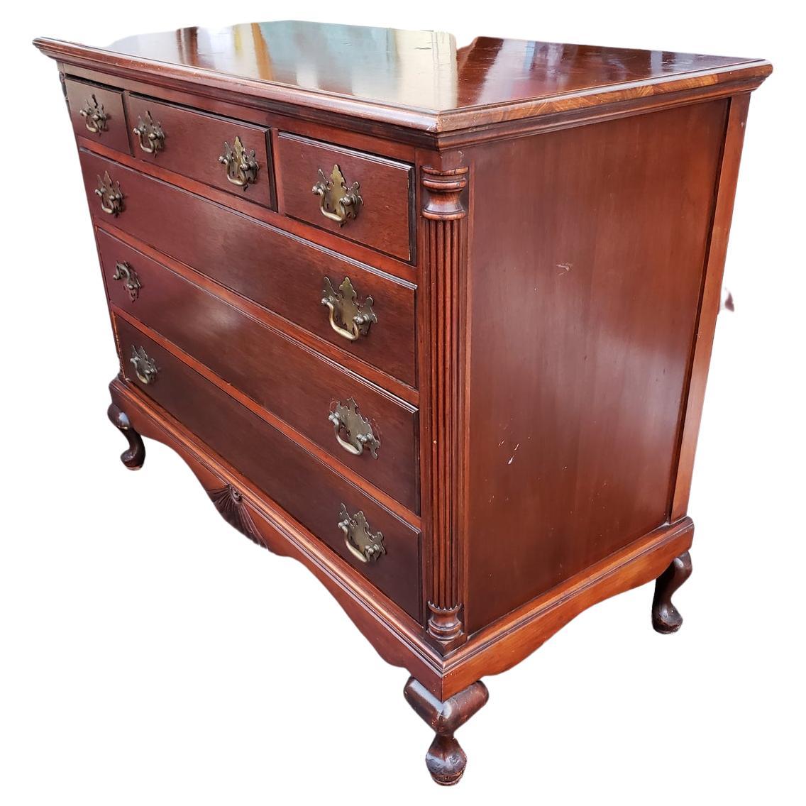Chippendale 1970s Thomasville Black Cherry Chest of Drawer