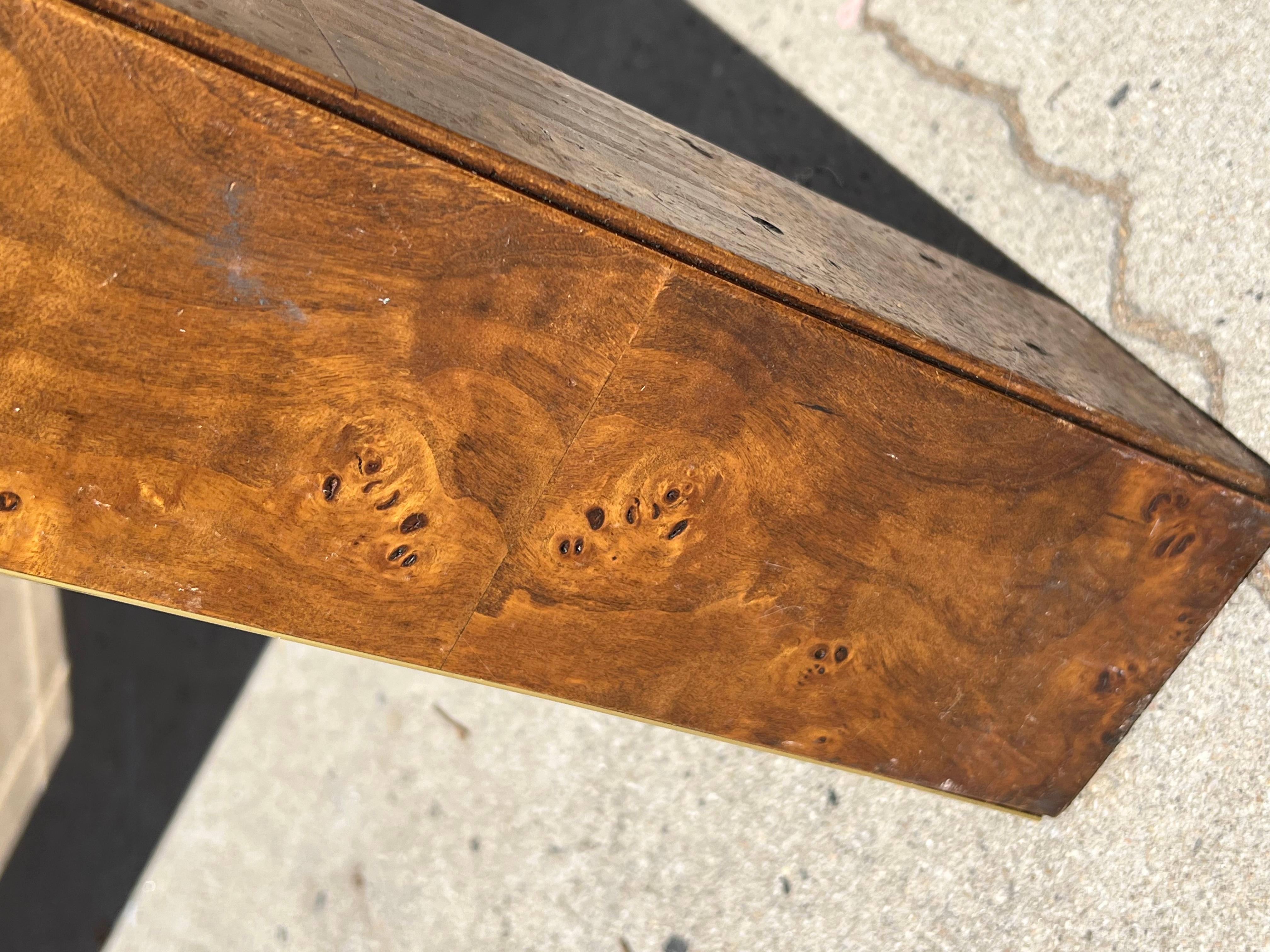 1970s Thomasville Burlwood and Smoked Glass Expandable Dining Table 12