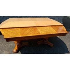 1970s Thomasville Double Pedestal Walnut Bookmatched and Banded Top with Custom