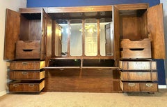 1970s Thomasville Mystique 3 Campaign Queen Unit with Armoires and Mirrors