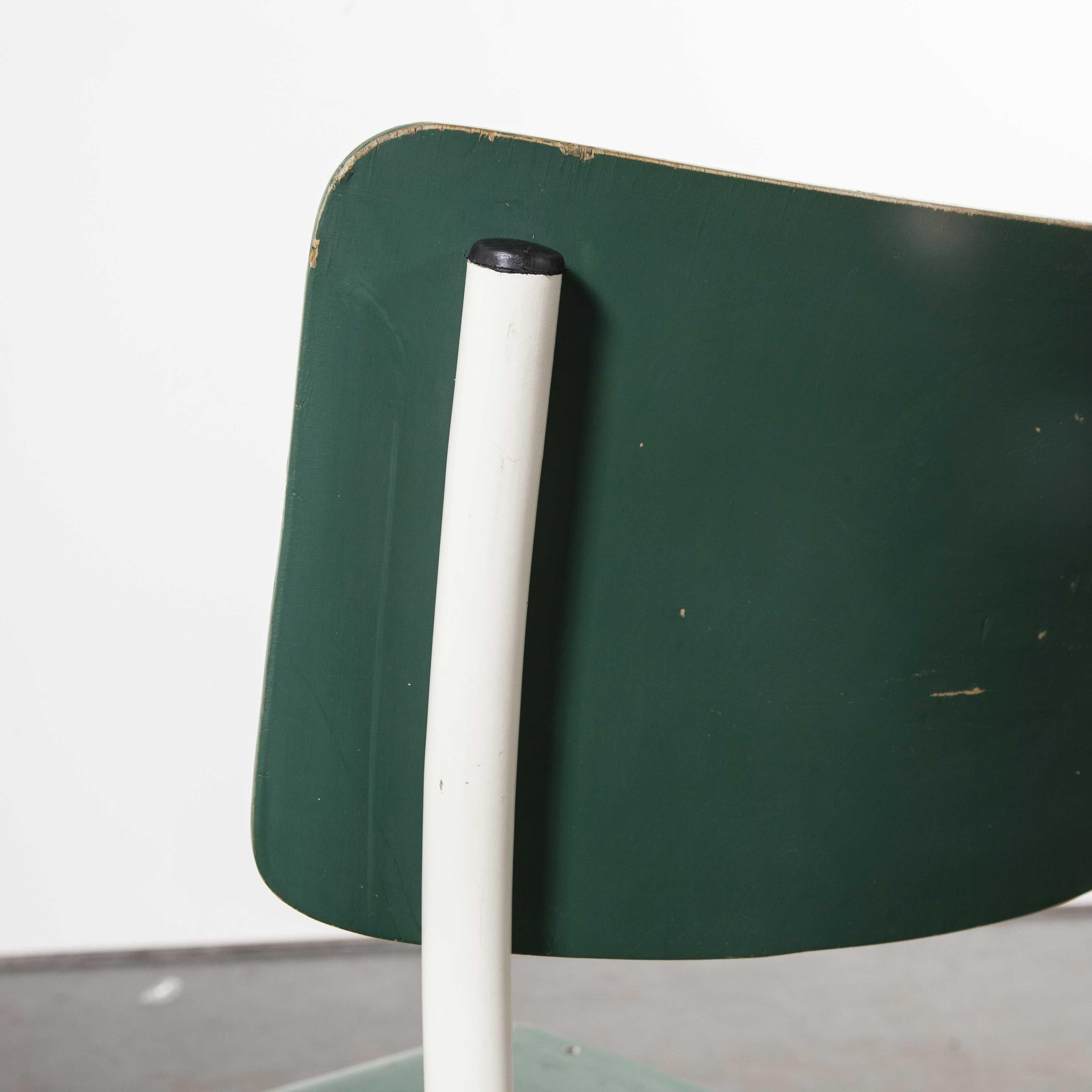 1970's Thonet Stacking Dining Chairs For The German Army - Green - Good Qty 10