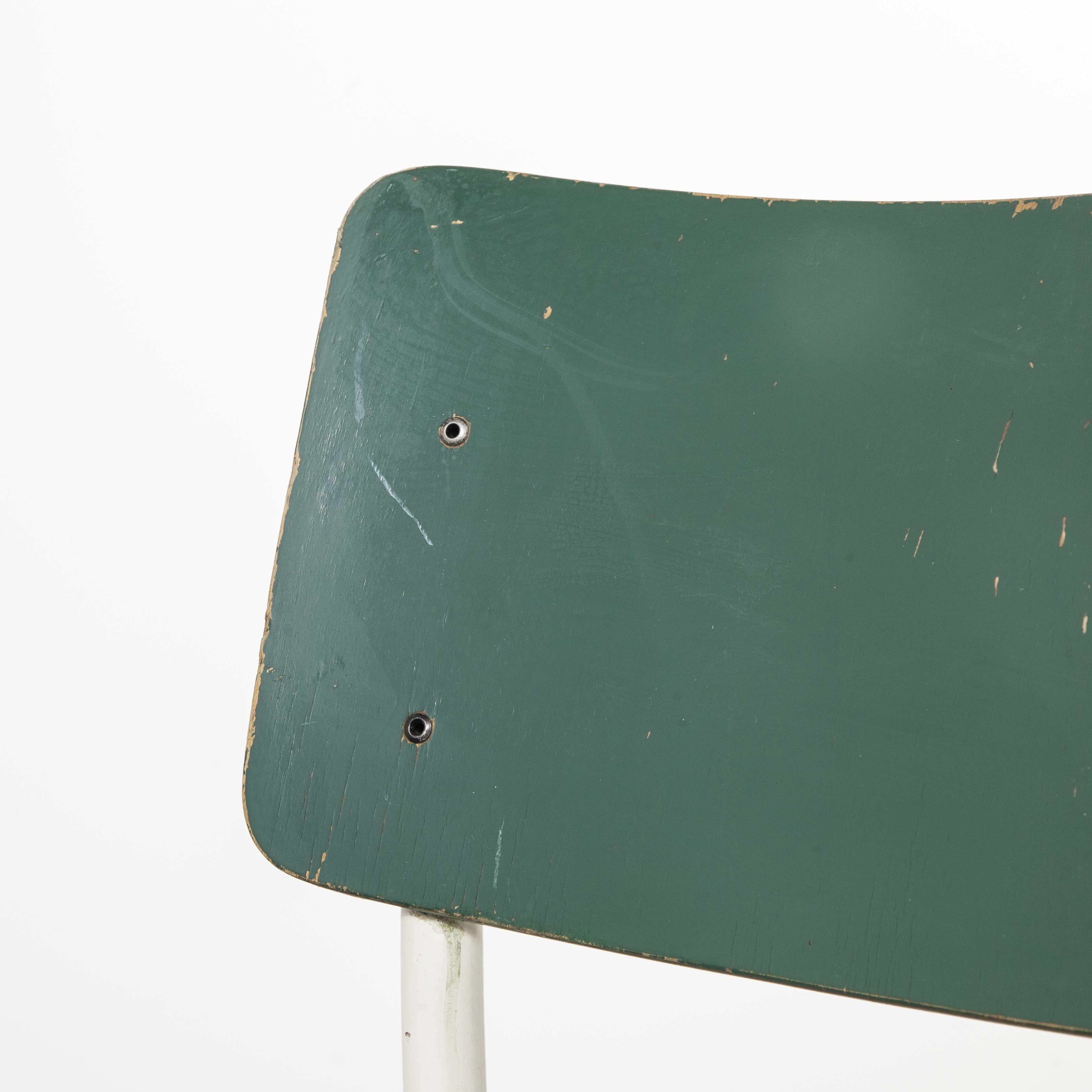 1970's Thonet Stacking Dining Chairs For The German Army - Green - Good Qty 11