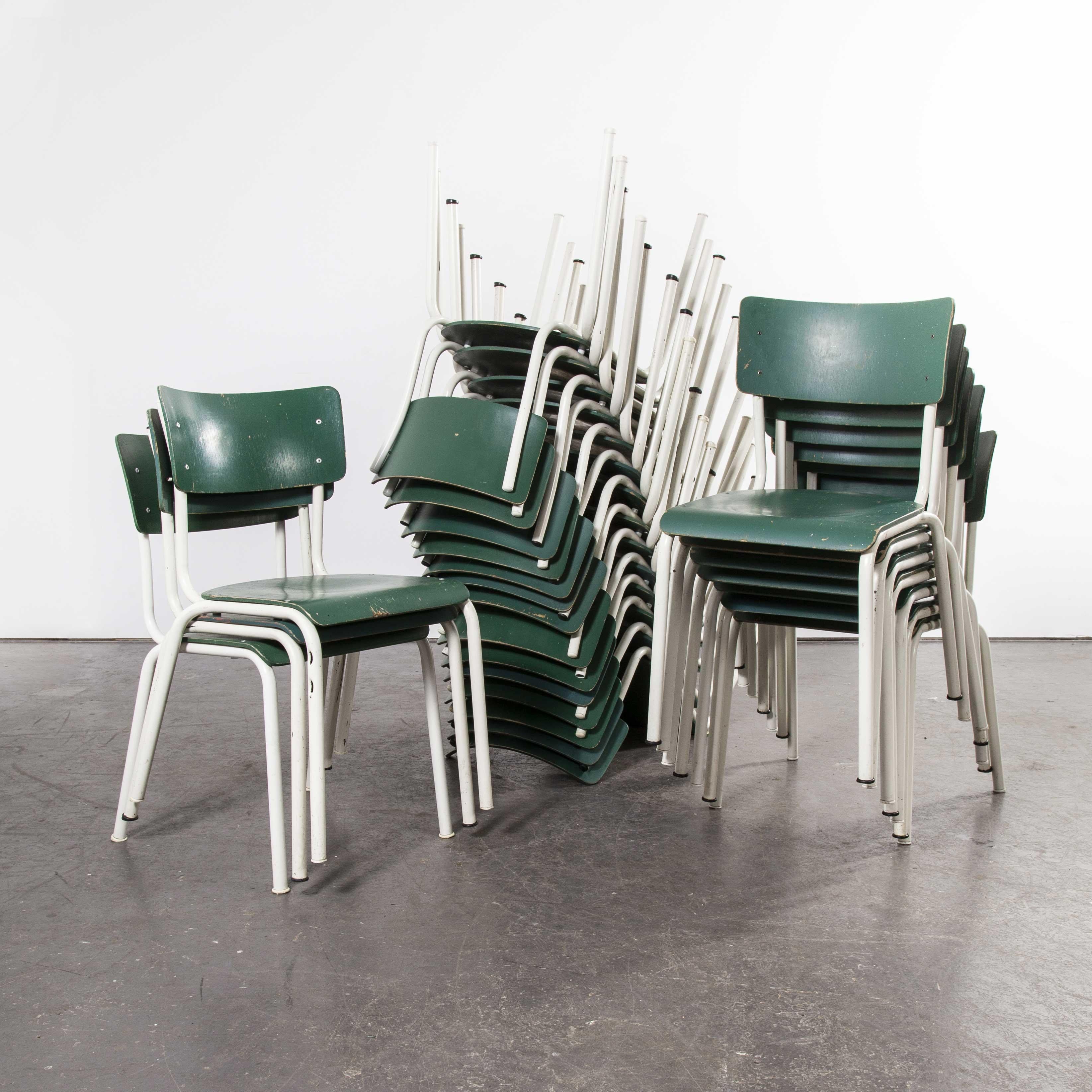 1970's Thonet Stacking Dining Chairs For The German Army - Green - Good Qty For Sale 12