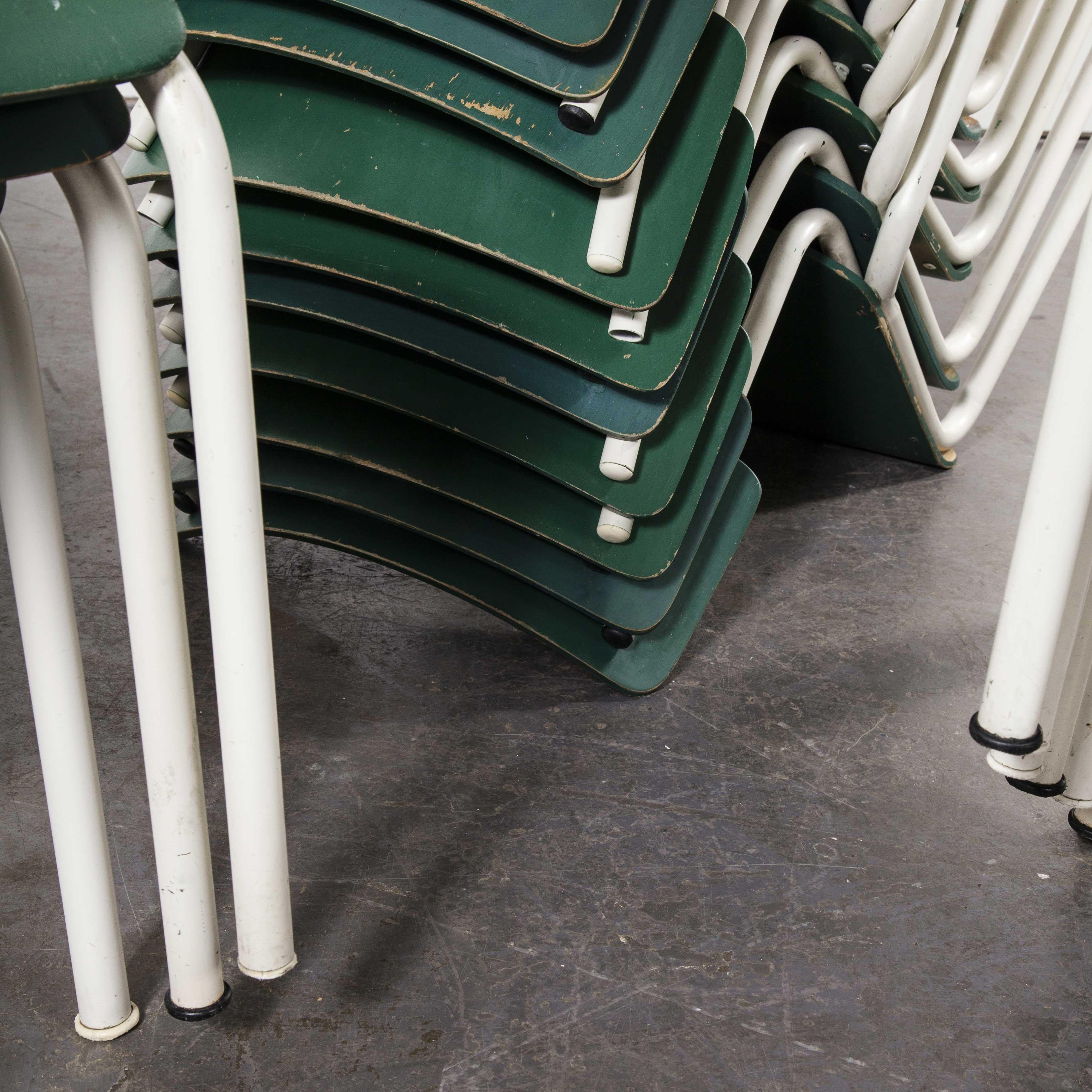 Bentwood 1970's Thonet Stacking Dining Chairs For The German Army - Green - Good Qty For Sale