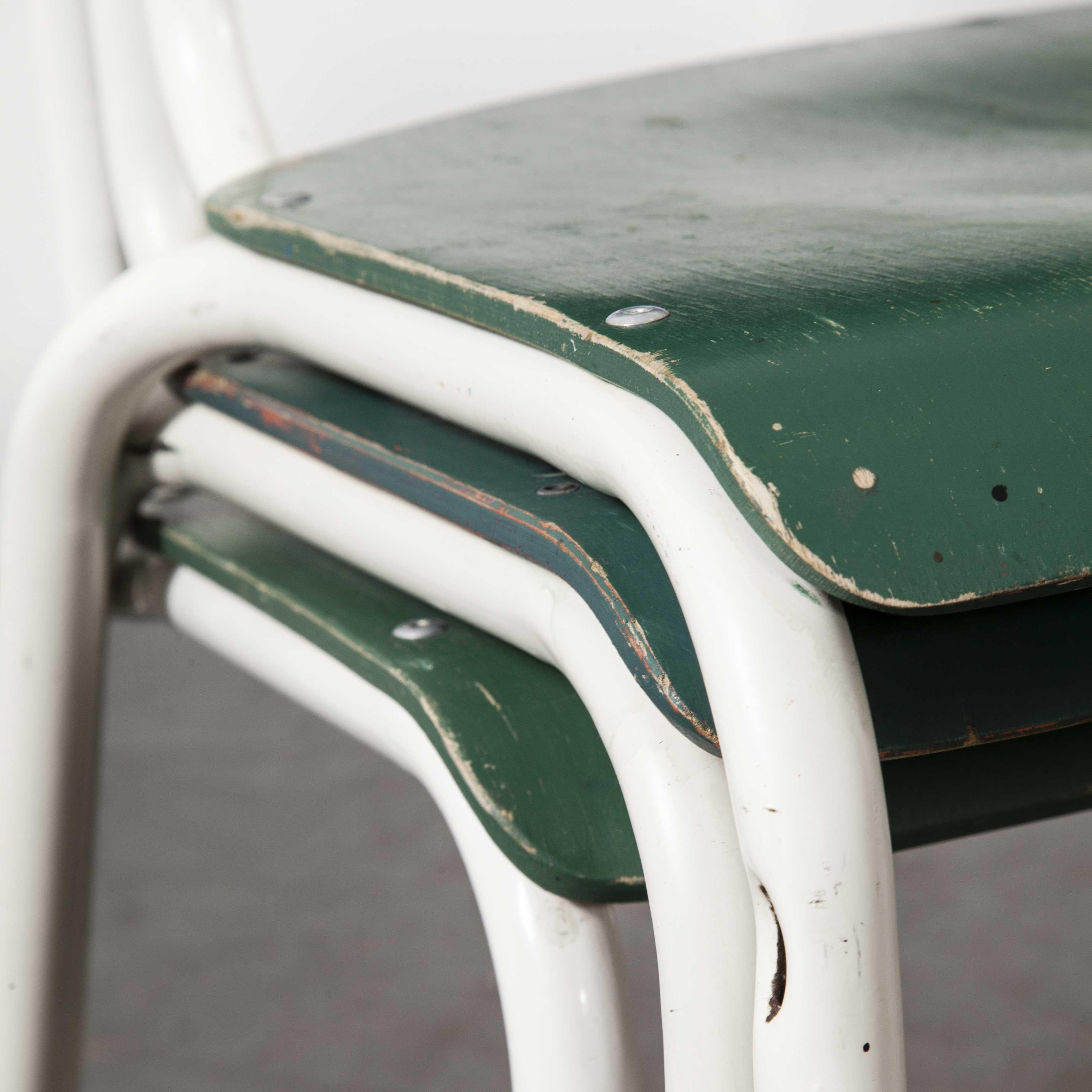 1970's Thonet Stacking Dining Chairs For The German Army - Green - Good Qty 2