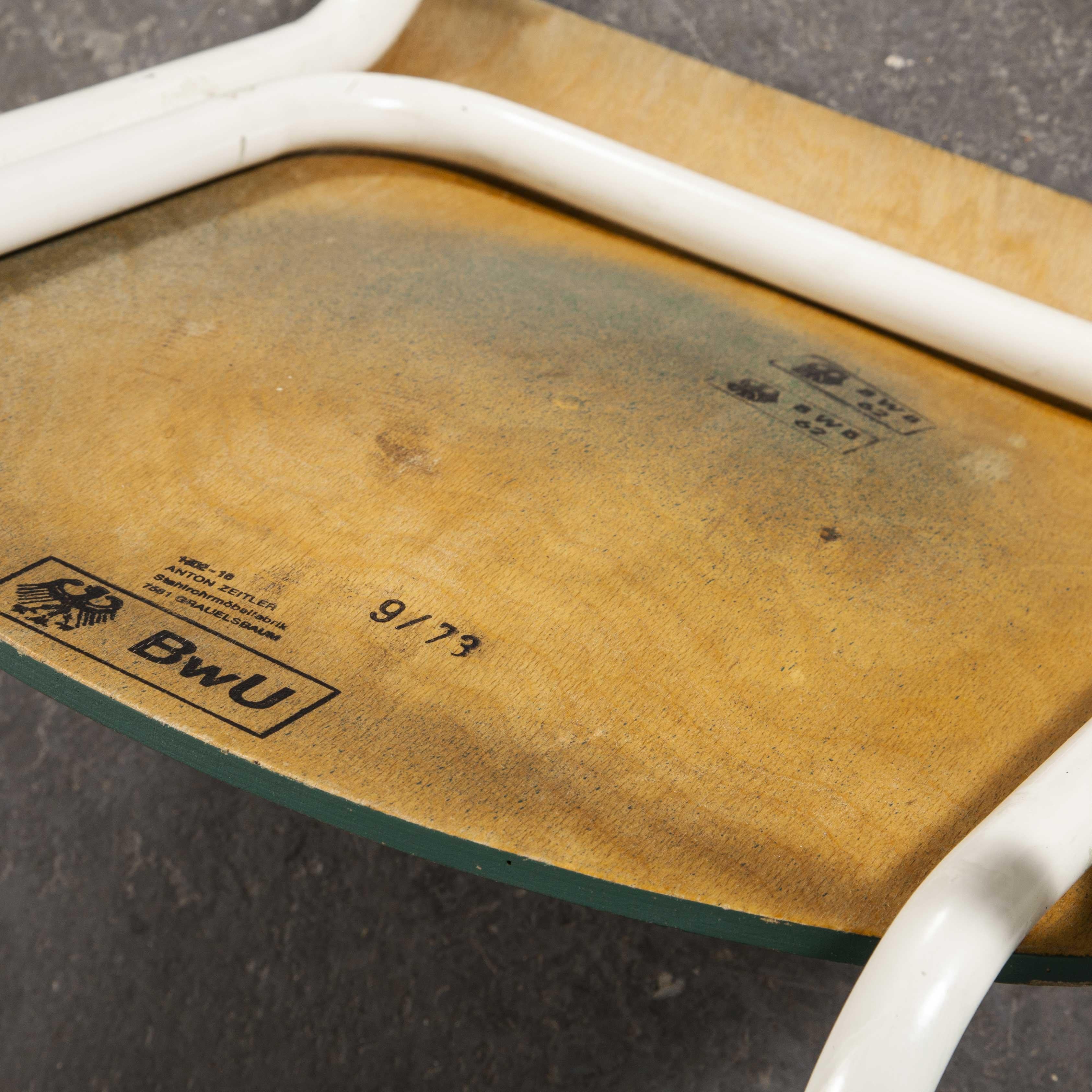 1970's Thonet Stacking Dining Chairs For The German Army - Green - Good Qty 4