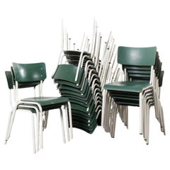 Retro 1970's Thonet Stacking Dining Chairs For The German Army - Green - Good Qty