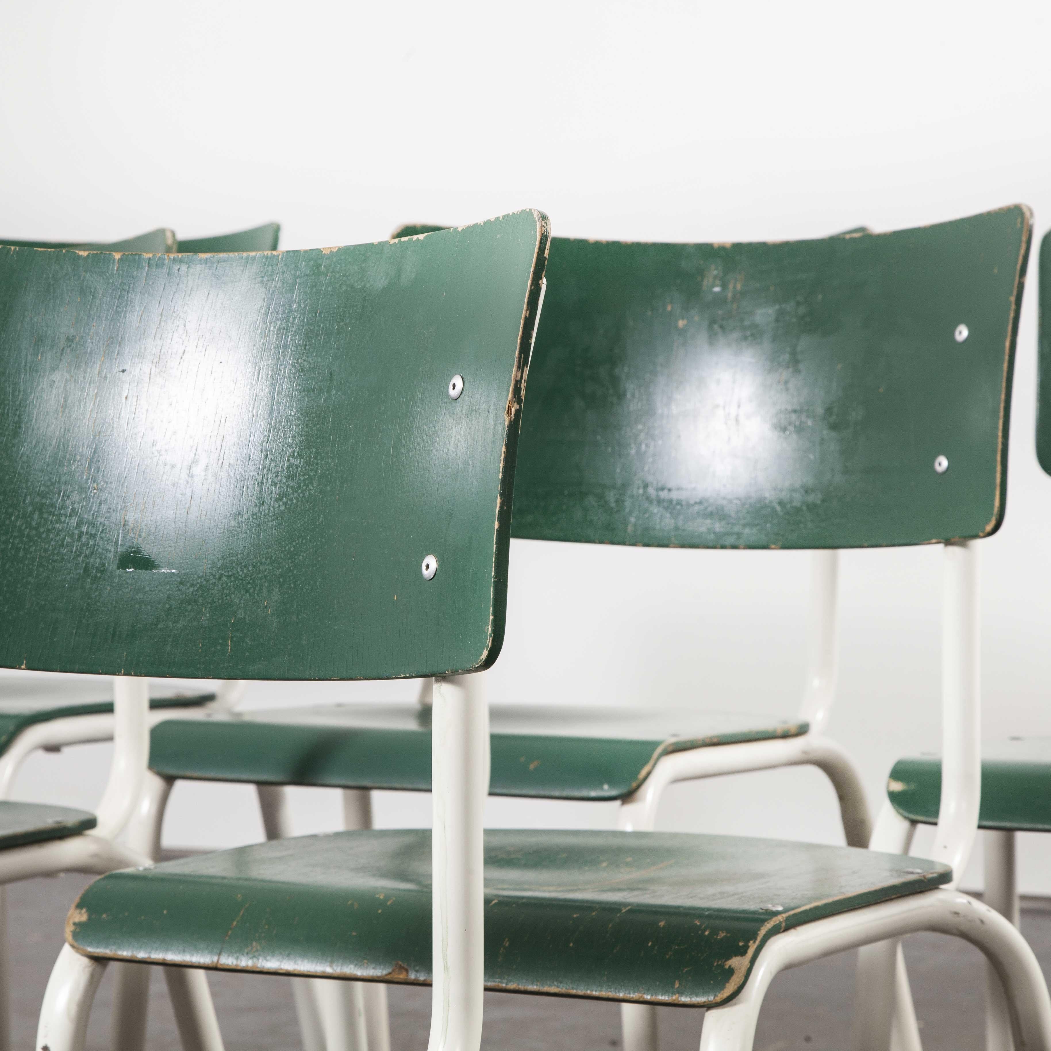 1970s Thonet Stacking Dining Chairs for the German Army, Green, Set of Eight In Good Condition In Hook, Hampshire