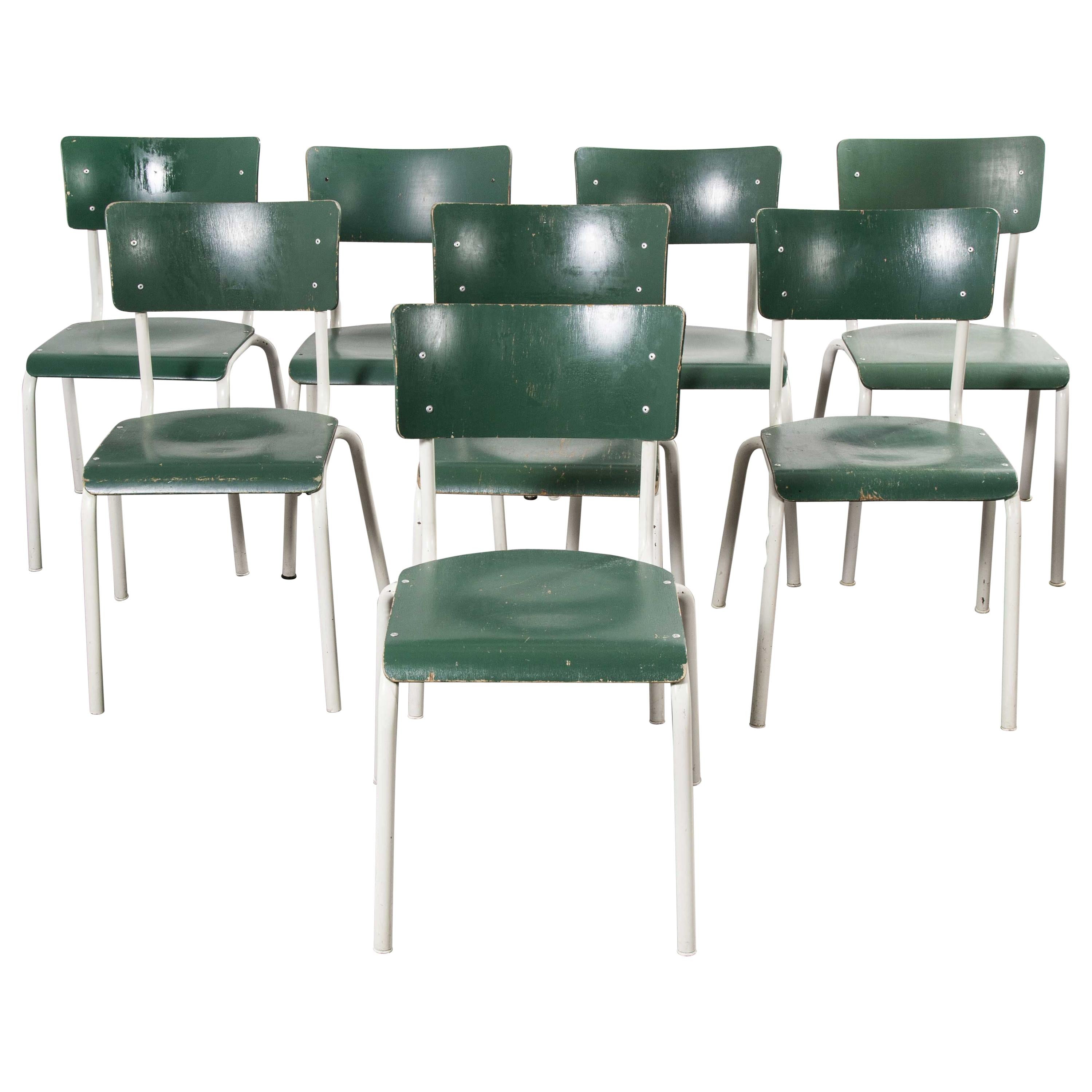 1970s Thonet Stacking Dining Chairs for the German Army, Green, Set of Eight
