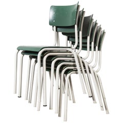 1970's Thonet Stacking Dining Chairs for the German Army - Green - Set of Six