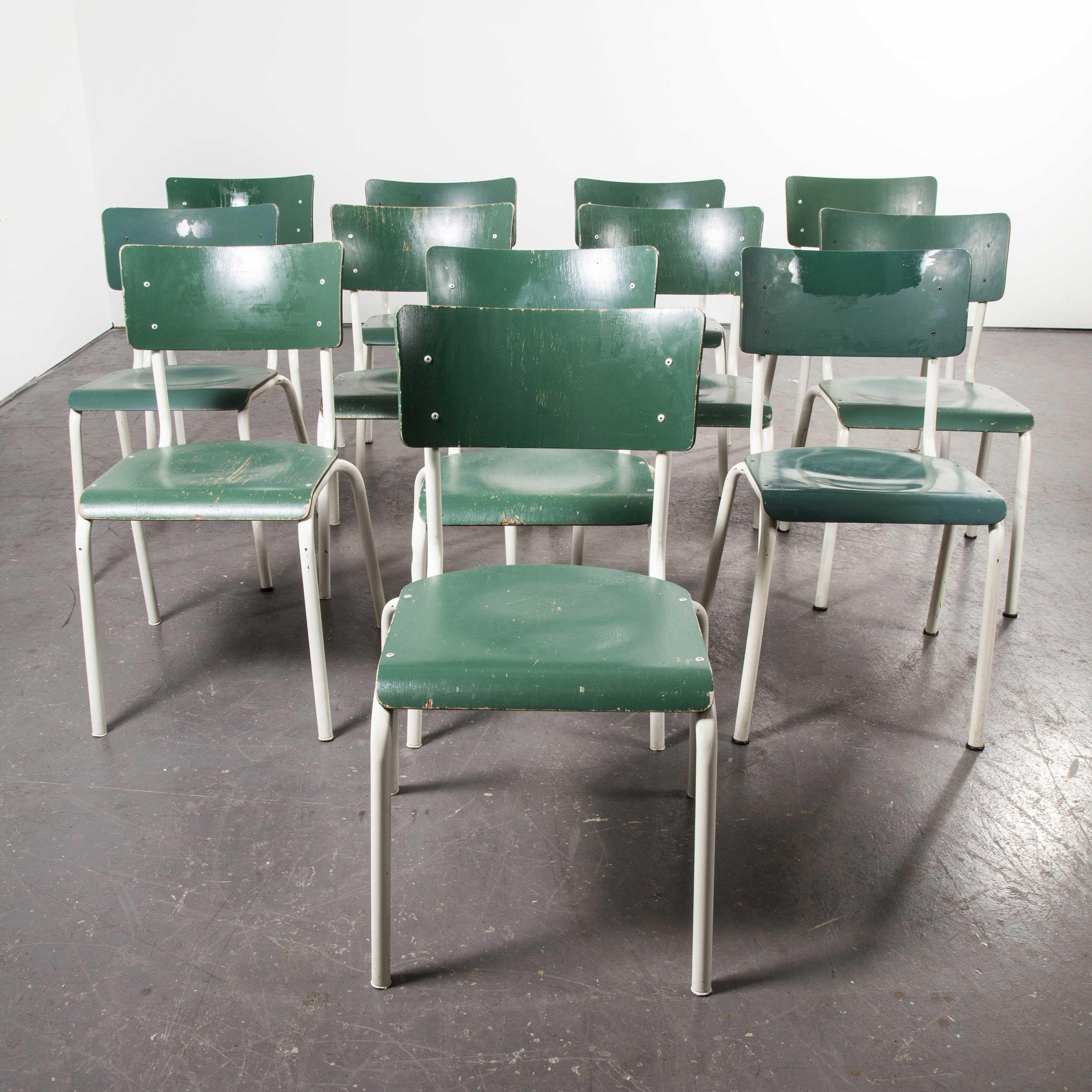 1970s Thonet Stacking Dining Chairs for the German Army, Green, Set of Twelve In Good Condition In Hook, Hampshire
