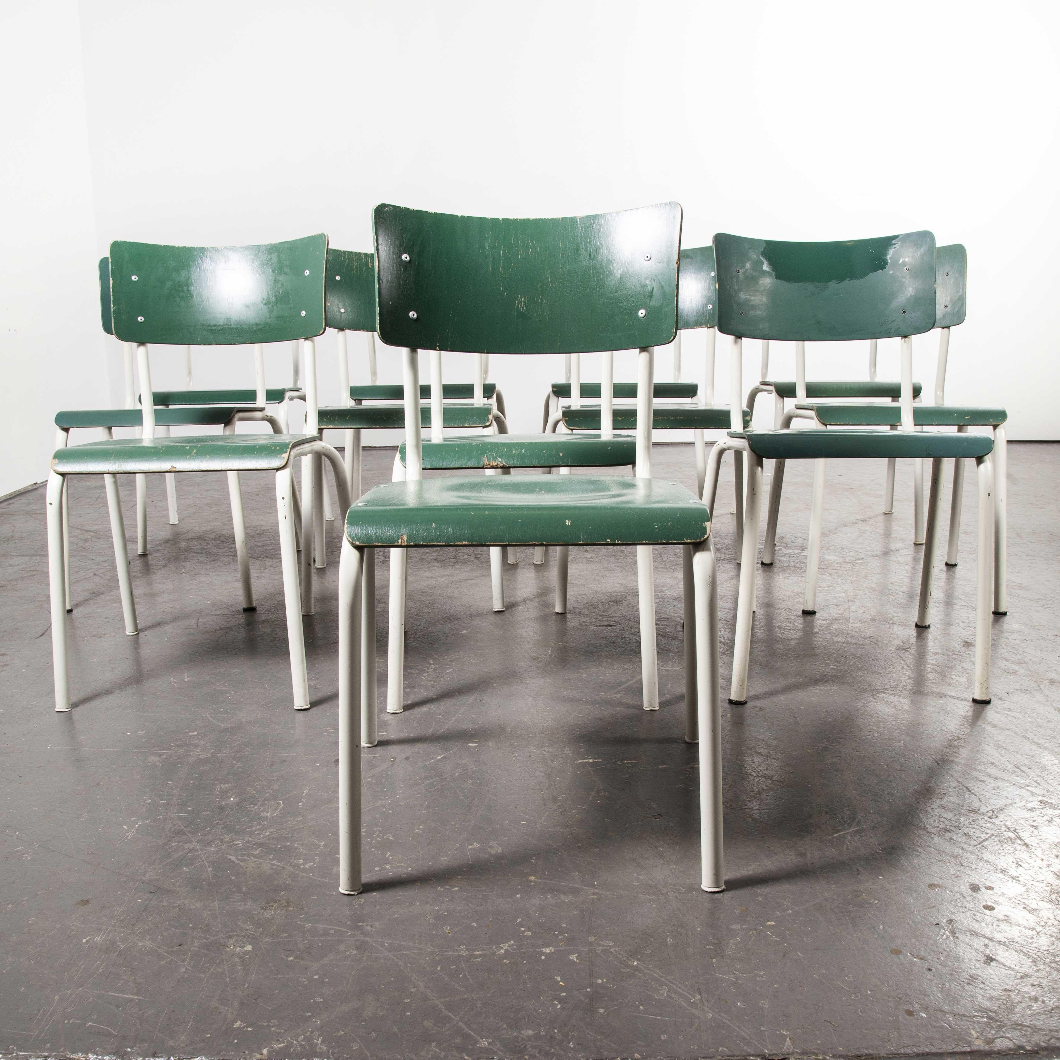 Late 20th Century 1970s Thonet Stacking Dining Chairs for the German Army, Green, Set of Twelve