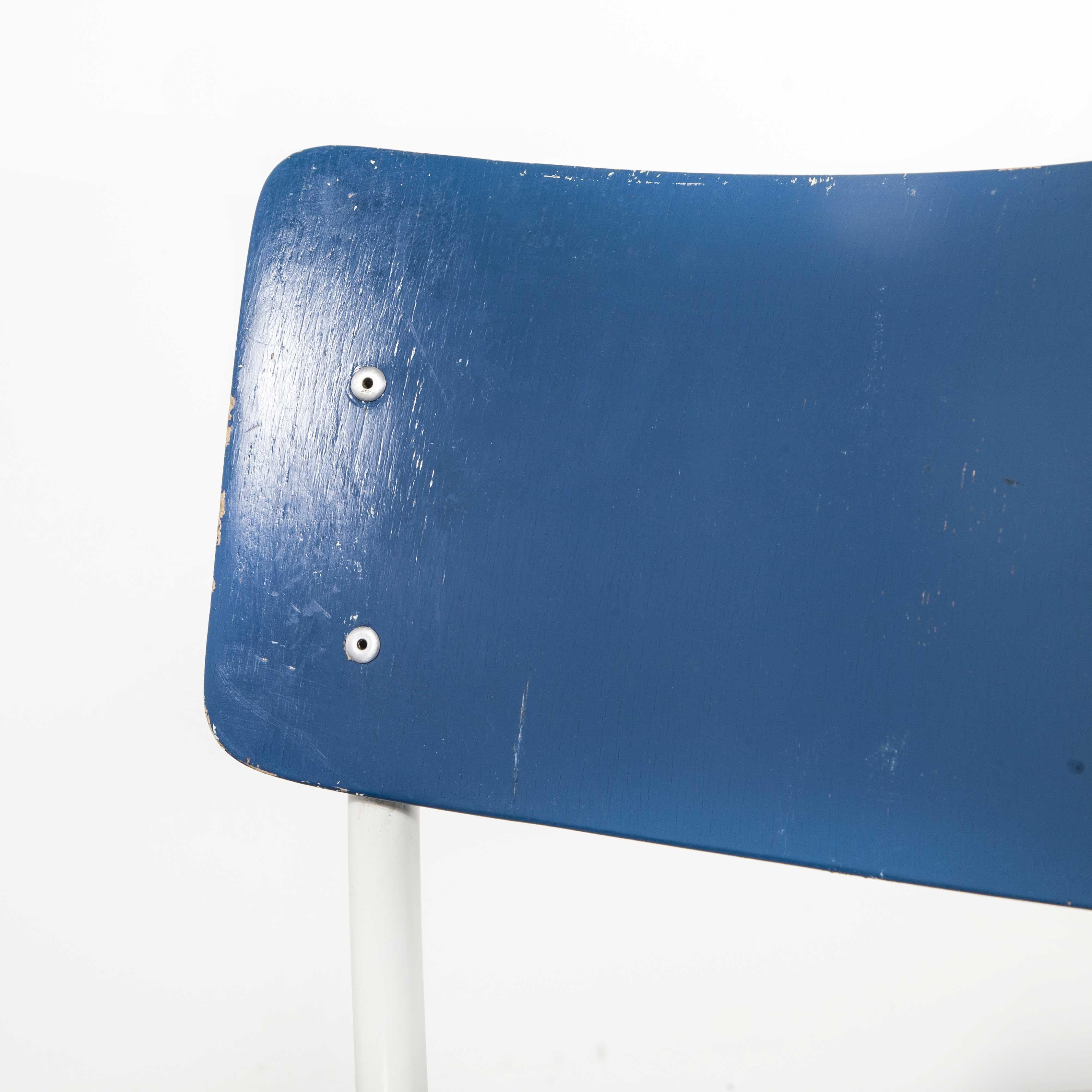 1970s Thonet stacking dining chairs for the German military - blue - set of six. Commissioned by the Bundeswehr and made by Thonet these chairs were made for the German Military. It's not often we see coloured chairs so we snapped them up and we