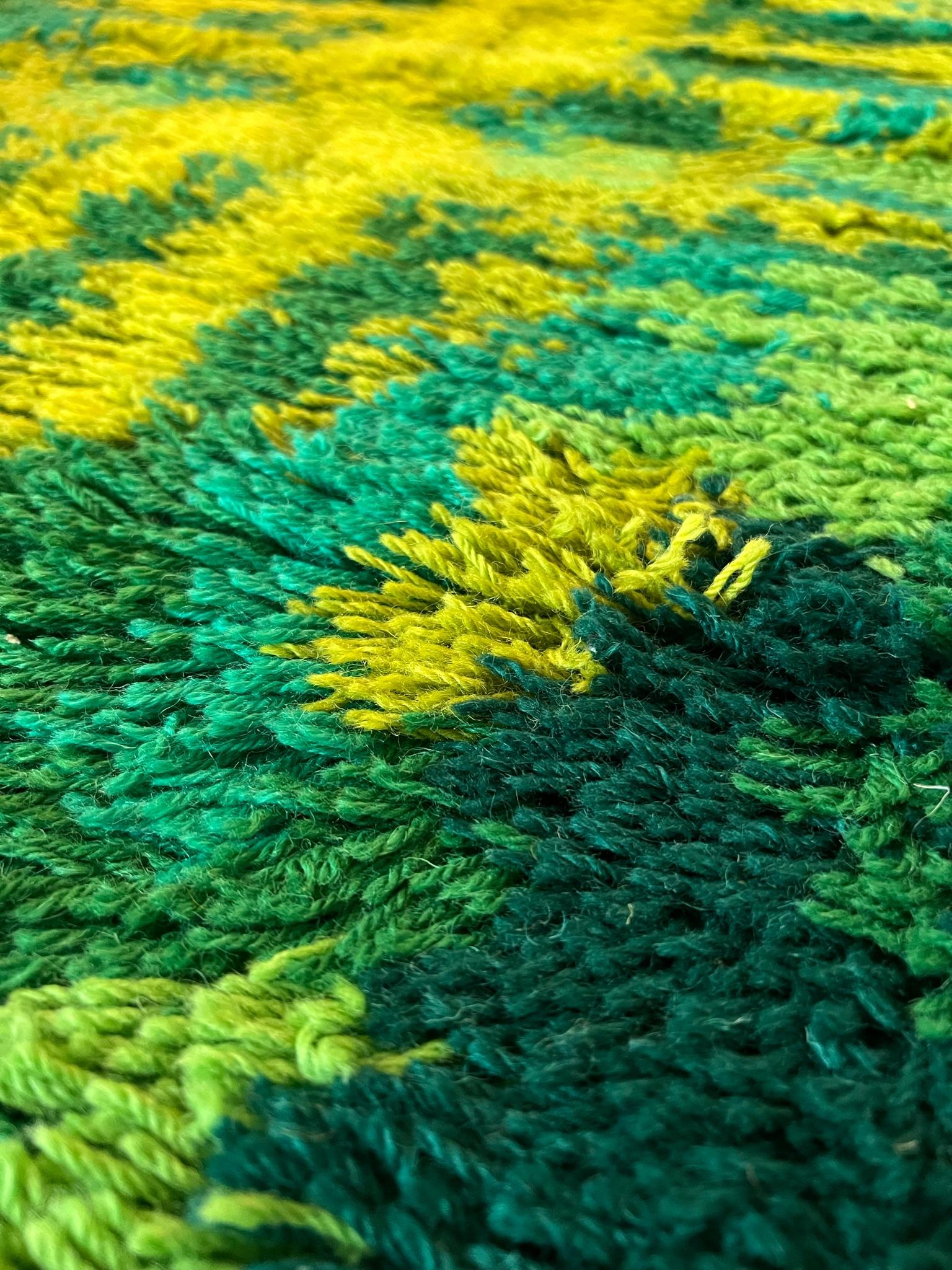1970's THOR Bold Geometry Contemporary UNUSED Green Rya Rug Mid Century Modern For Sale 3