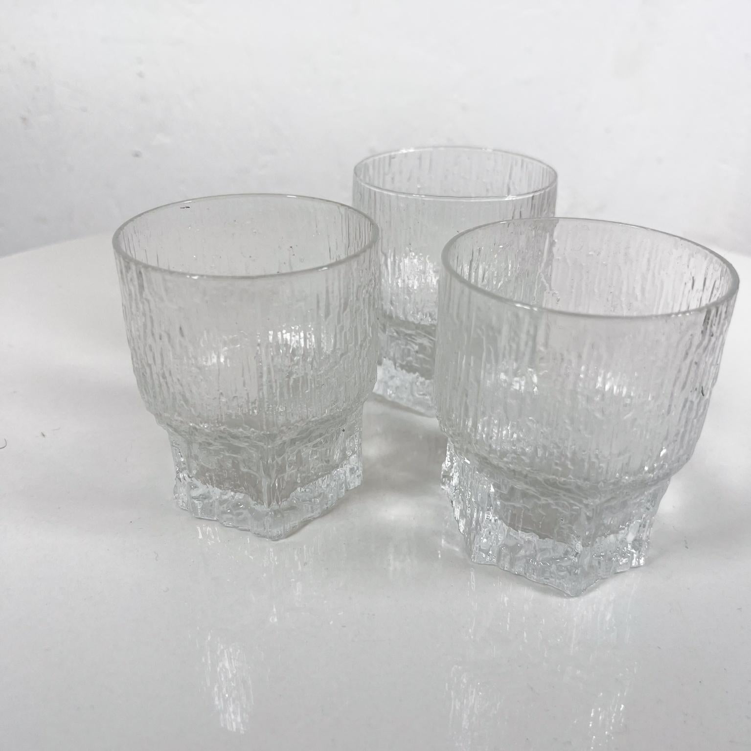 1970s Tres Vasos de Whisky Iittala Tapio Wirkkala Icicle Art Aslak Finlandia en venta 1