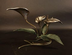 1970s "Three Lilies" Bronze Table Centerpiece by Chrystiane Charles