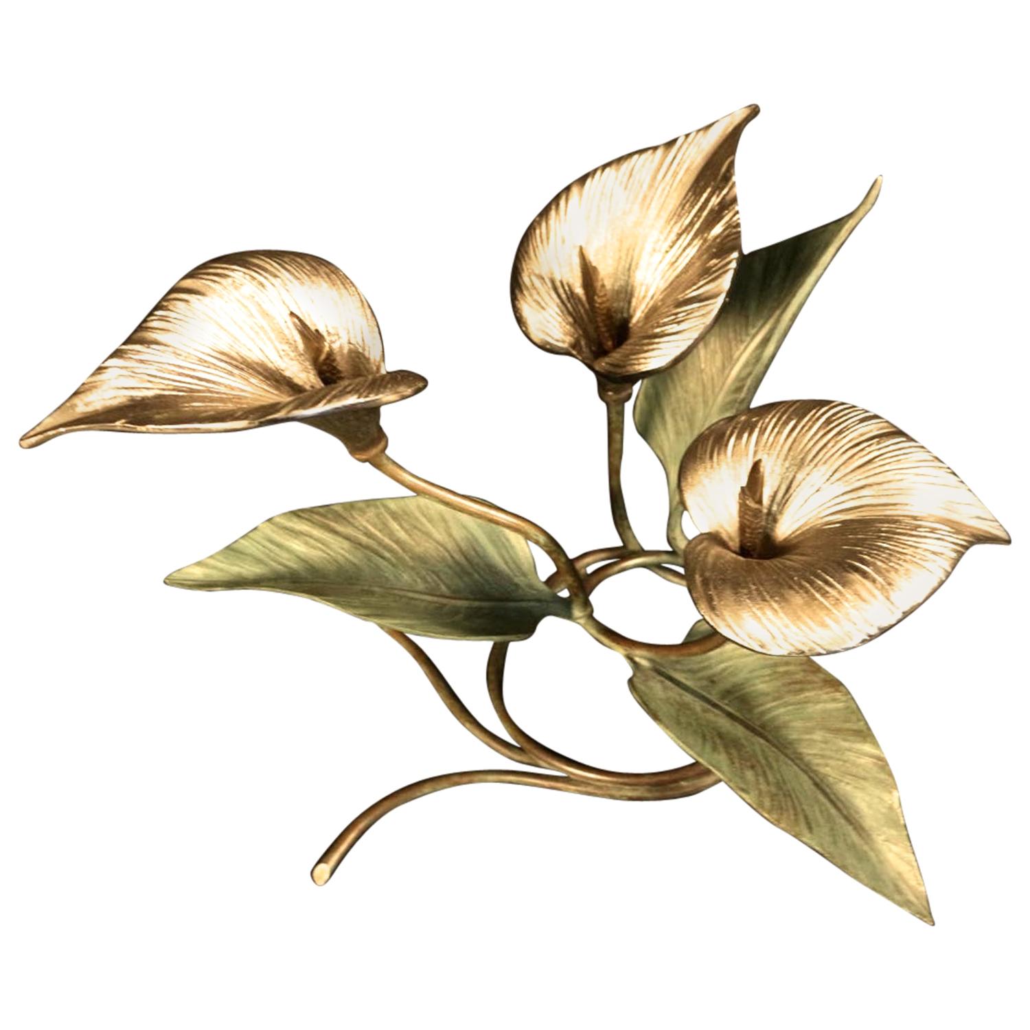 1970s "Three Lilies" Bronze Table Centerpiece by Chrystiane Charles