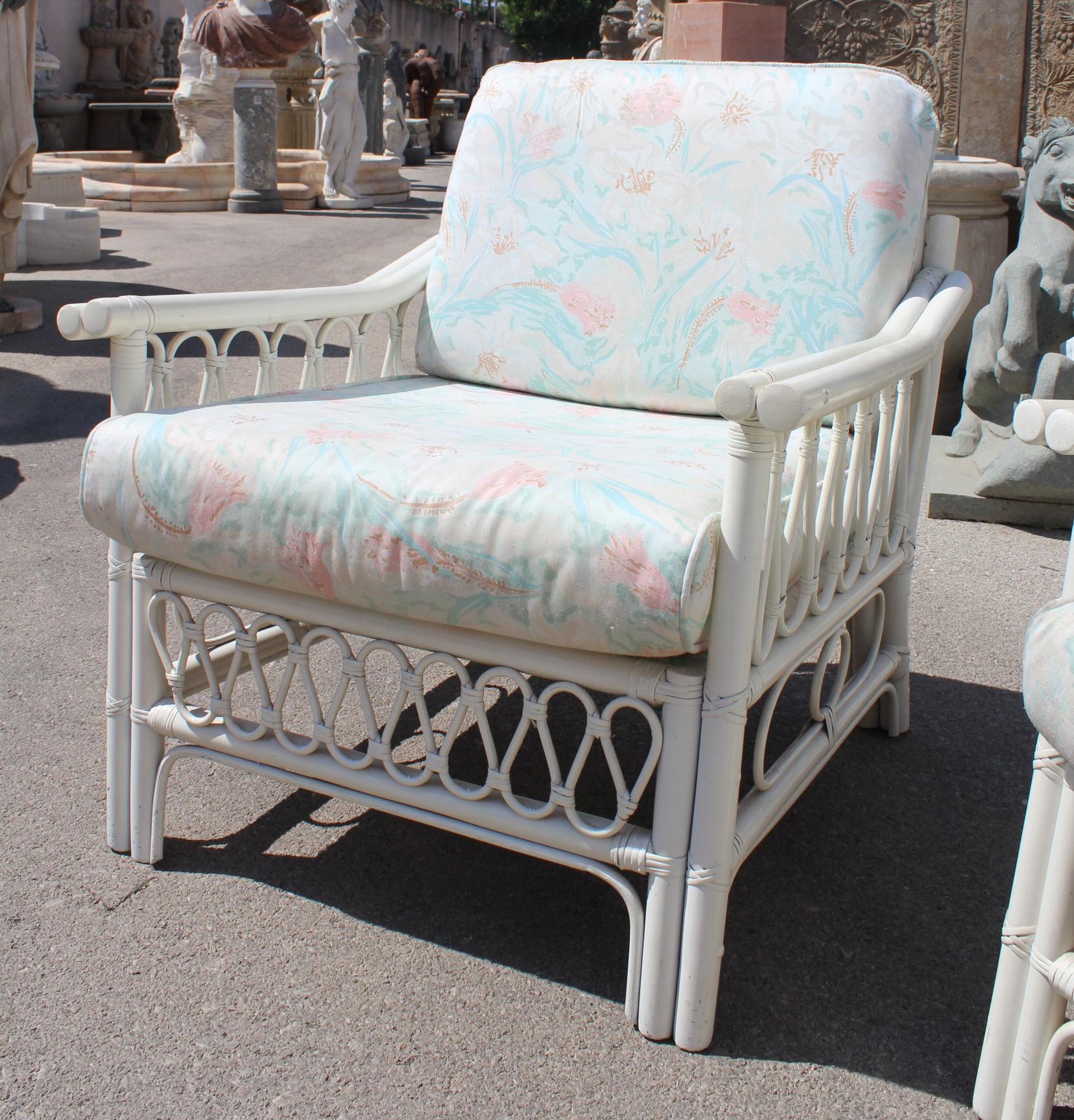 1970s Three-Piece Spanish Bamboo Sofa and Armchair Set 4