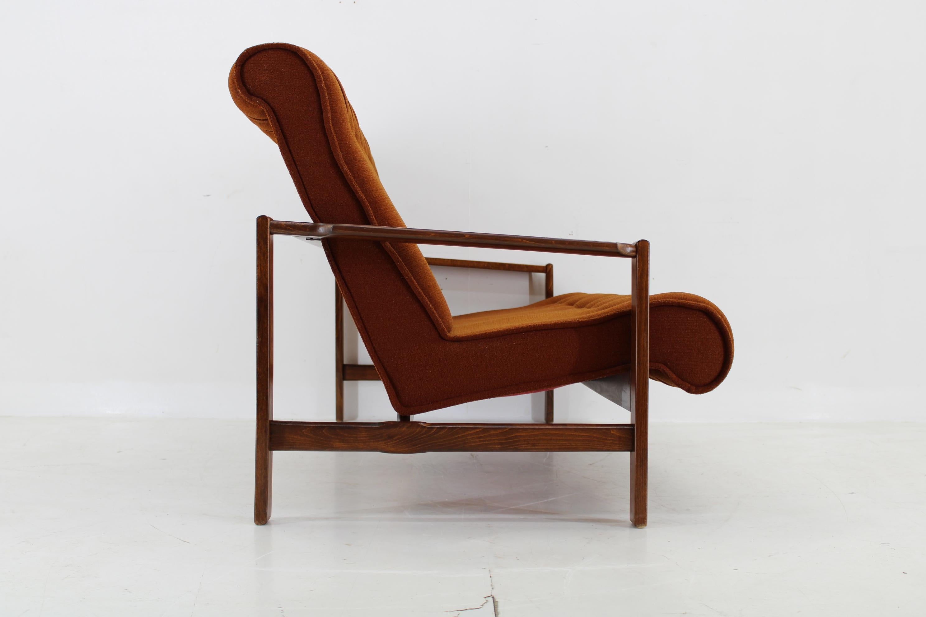 Upholstery 1970s Three Seater Beech Sofa, Czechoslovakia For Sale