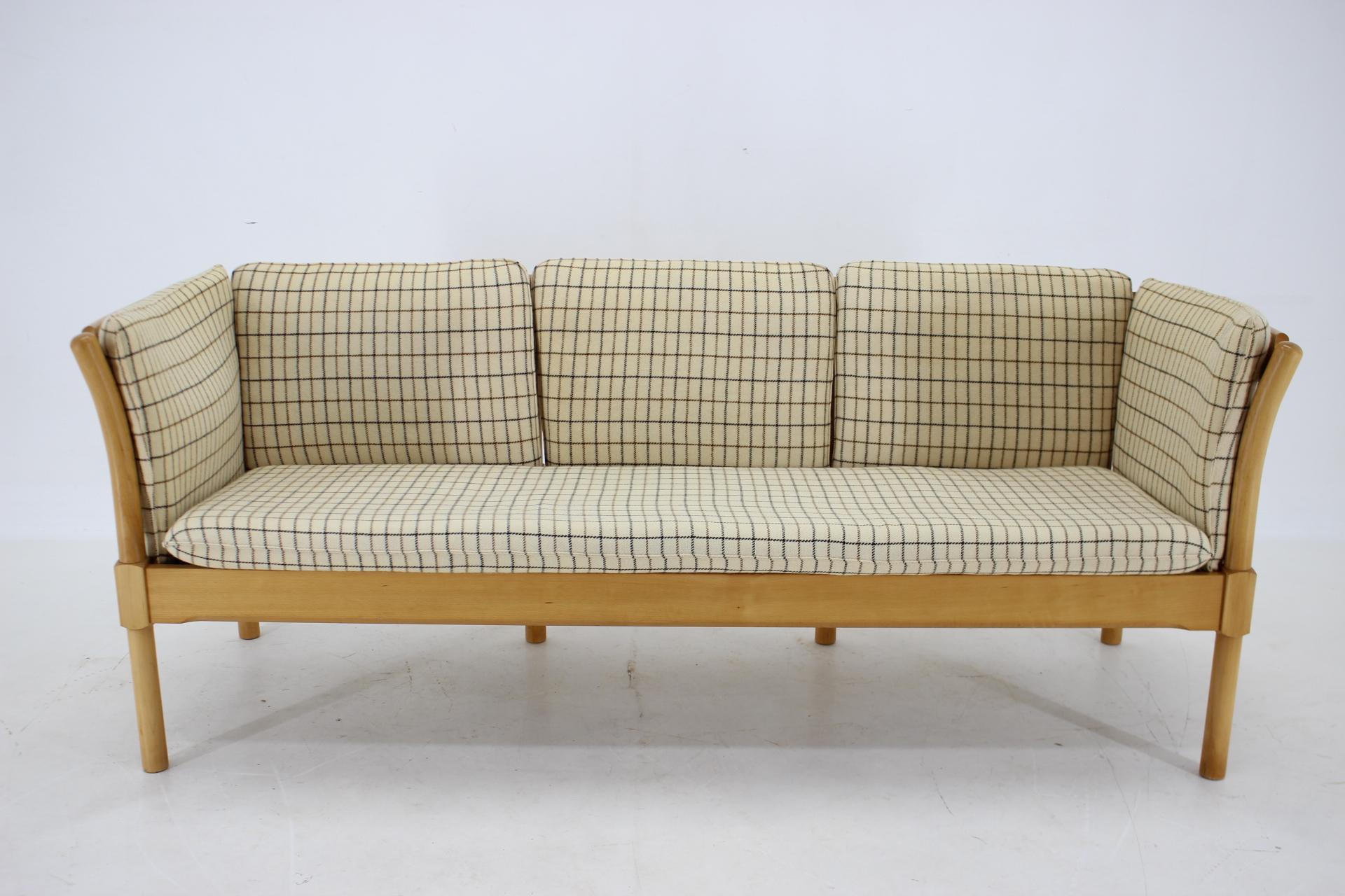 Mid-Century Modern 1970s Three Seater Sofa in Beech Wood, Denmark  For Sale