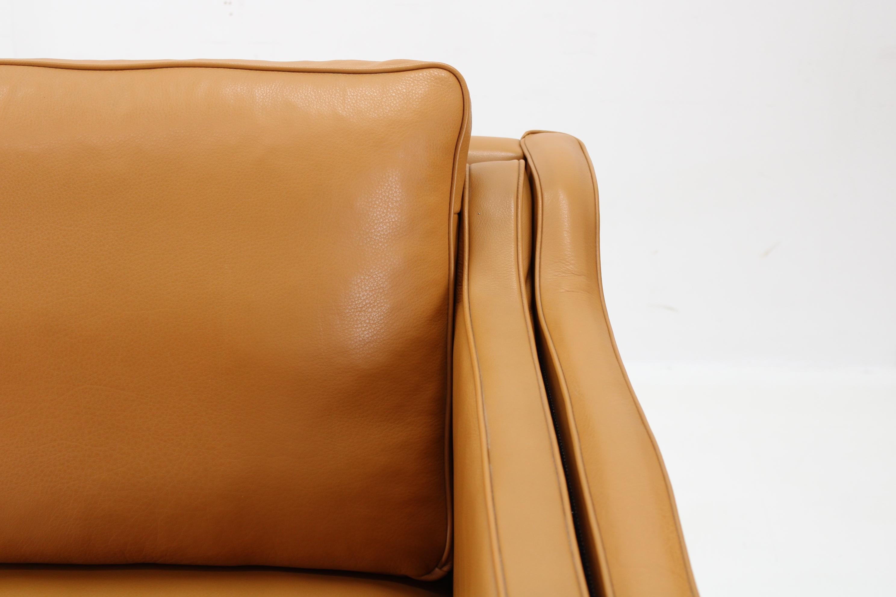 1970s Three-Seater Sofa in Cognac Leather by Stouby , Denmark 5