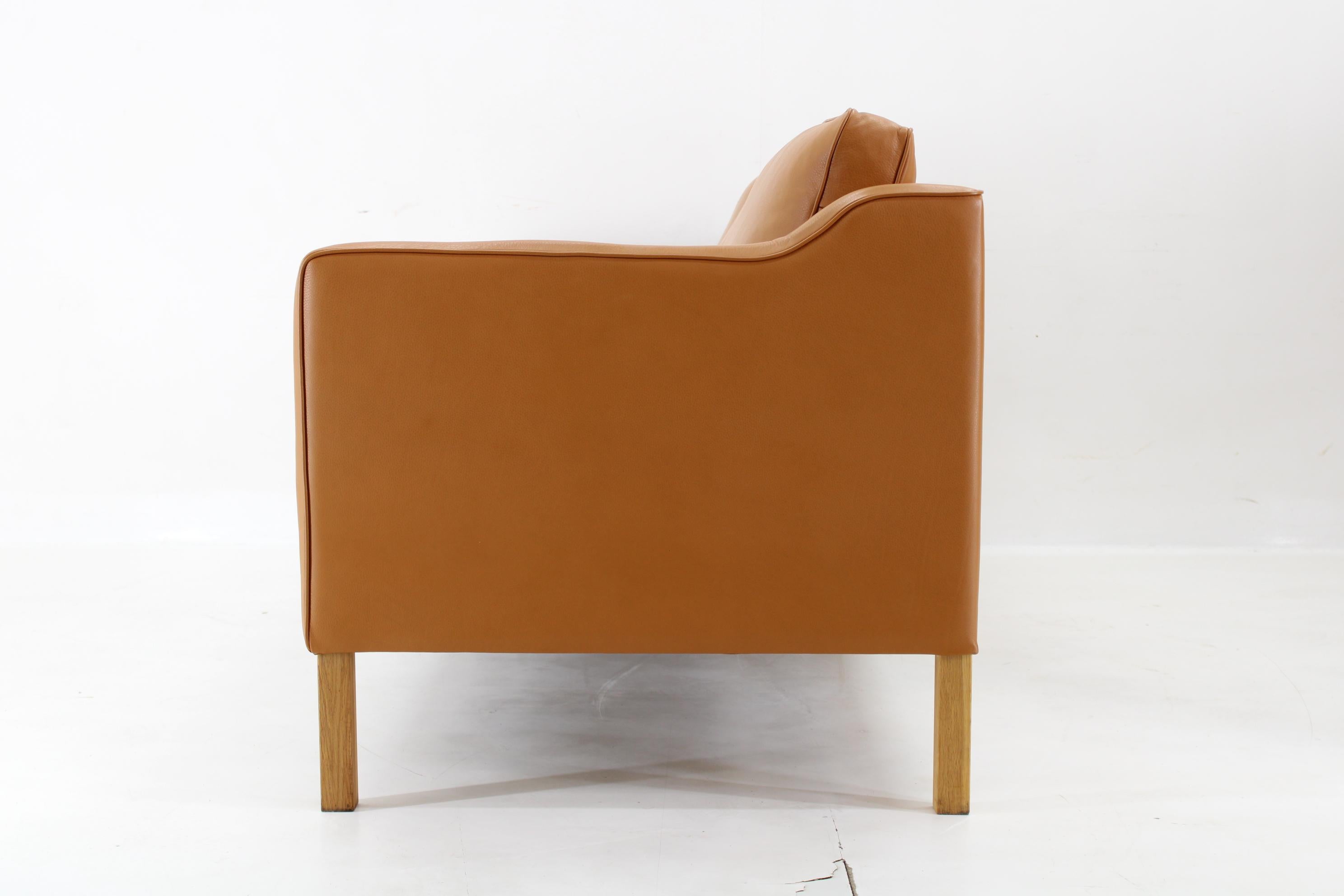 1970s Three-Seater Sofa in Cognac Leather by Stouby , Denmark In Good Condition In Praha, CZ