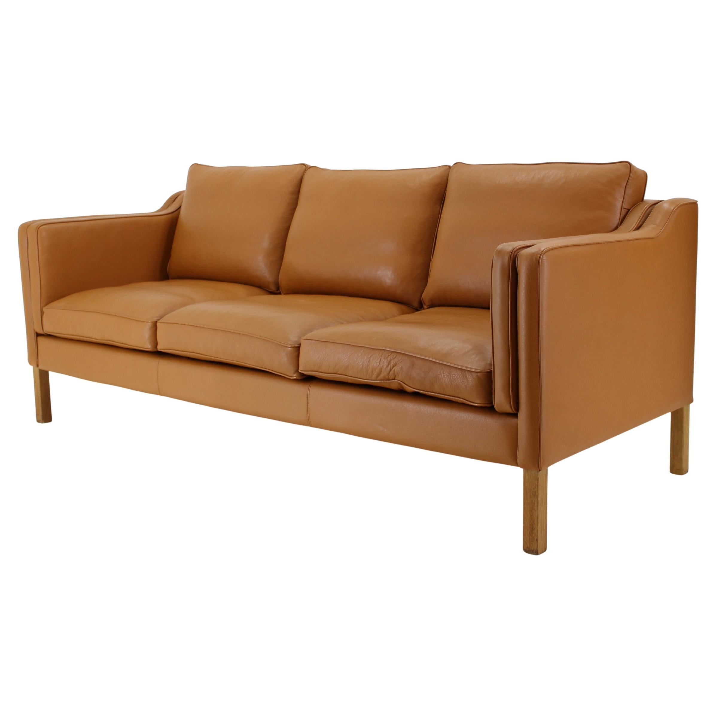 1970s Three-Seater Sofa in Cognac Leather by Stouby , Denmark