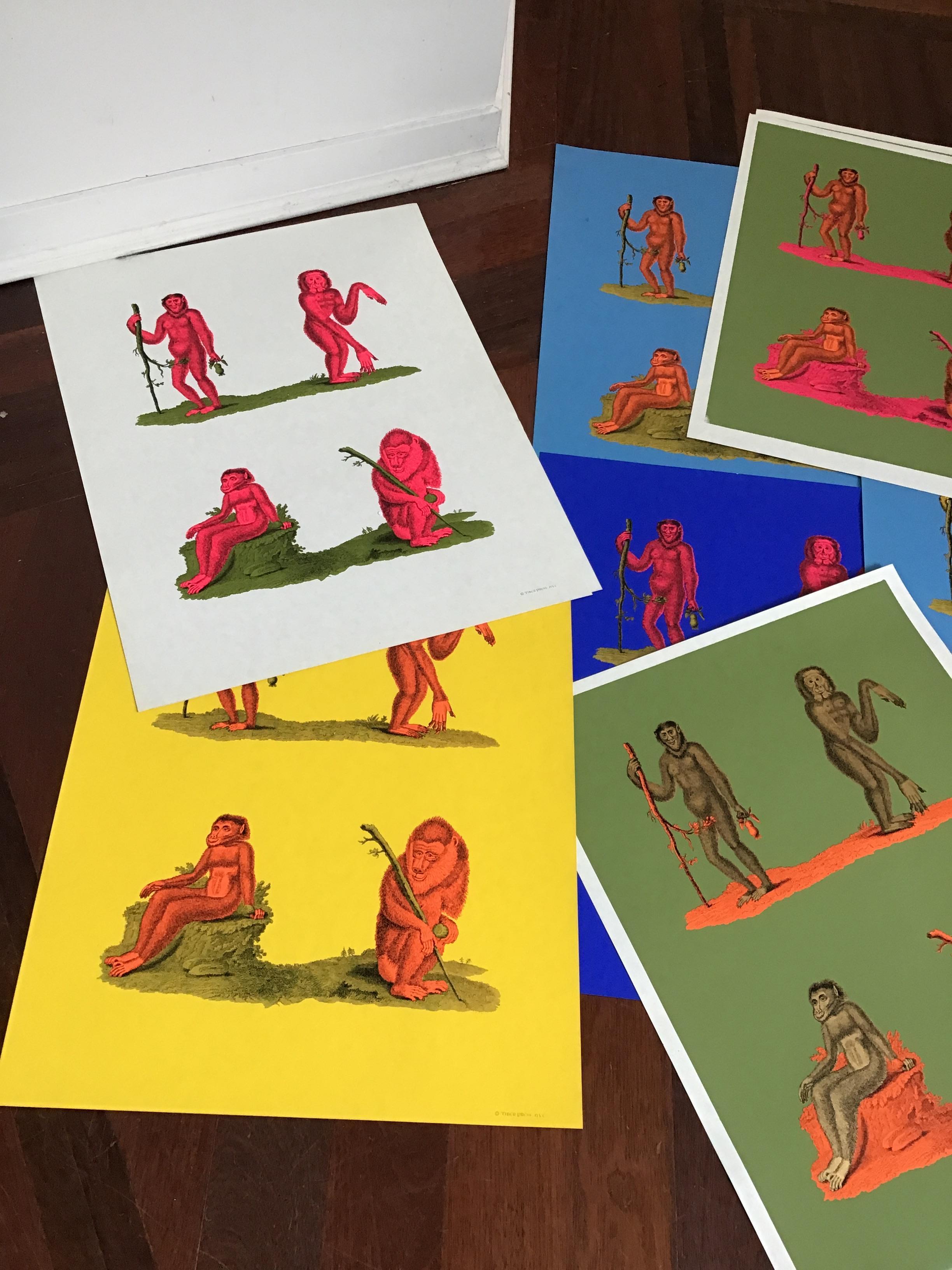 1970s Tiber Press Monkey Lithographs For Sale 1