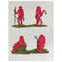 Vintage 1970s Tiber Press Monkey Lithographs