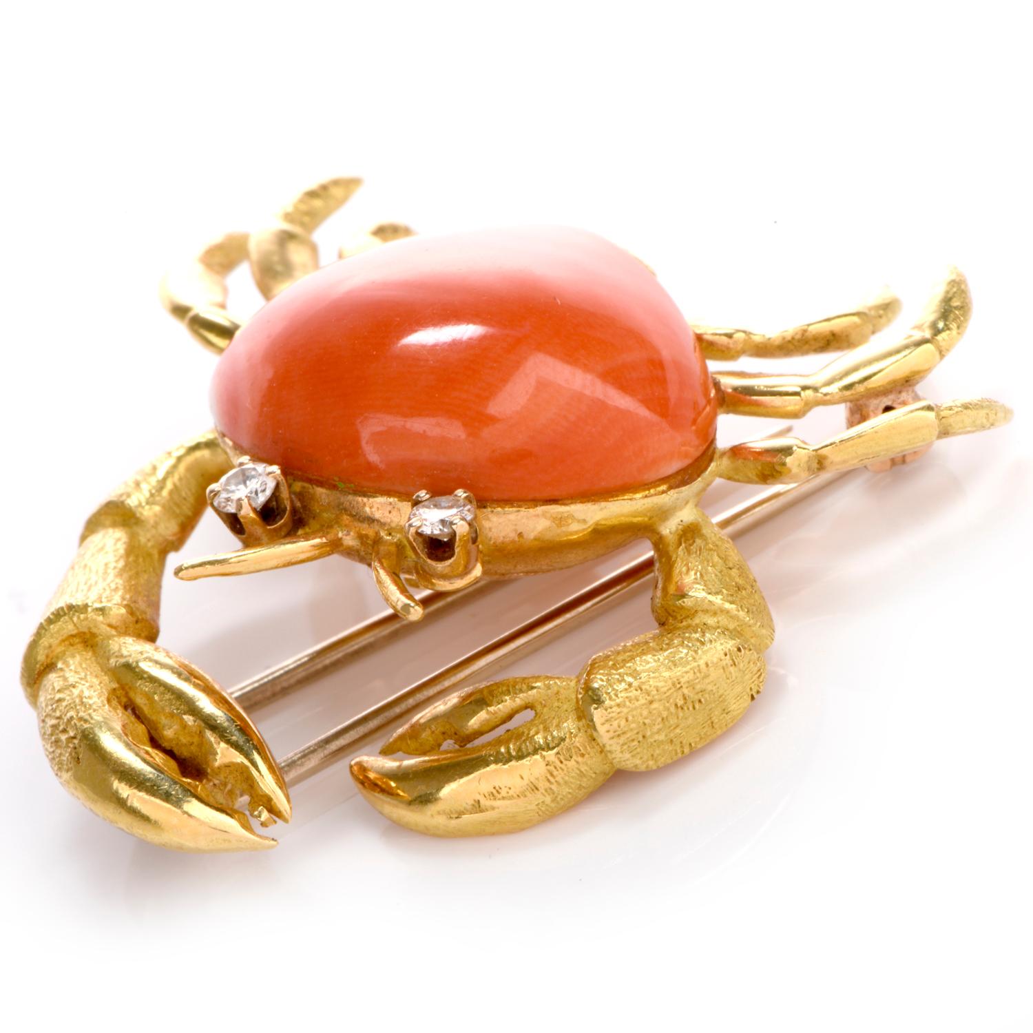 vintage crab brooch