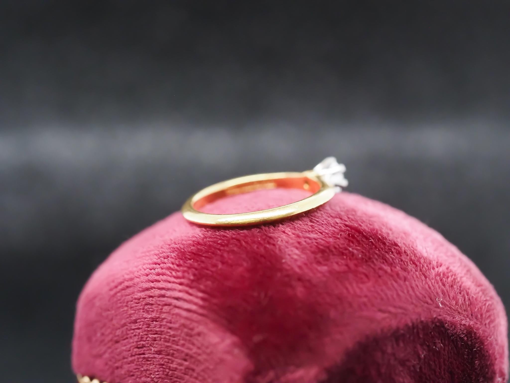 1970s Tiffany & Co. .19ct Round Diamond Engagement Ring in 18K and Platinum 1