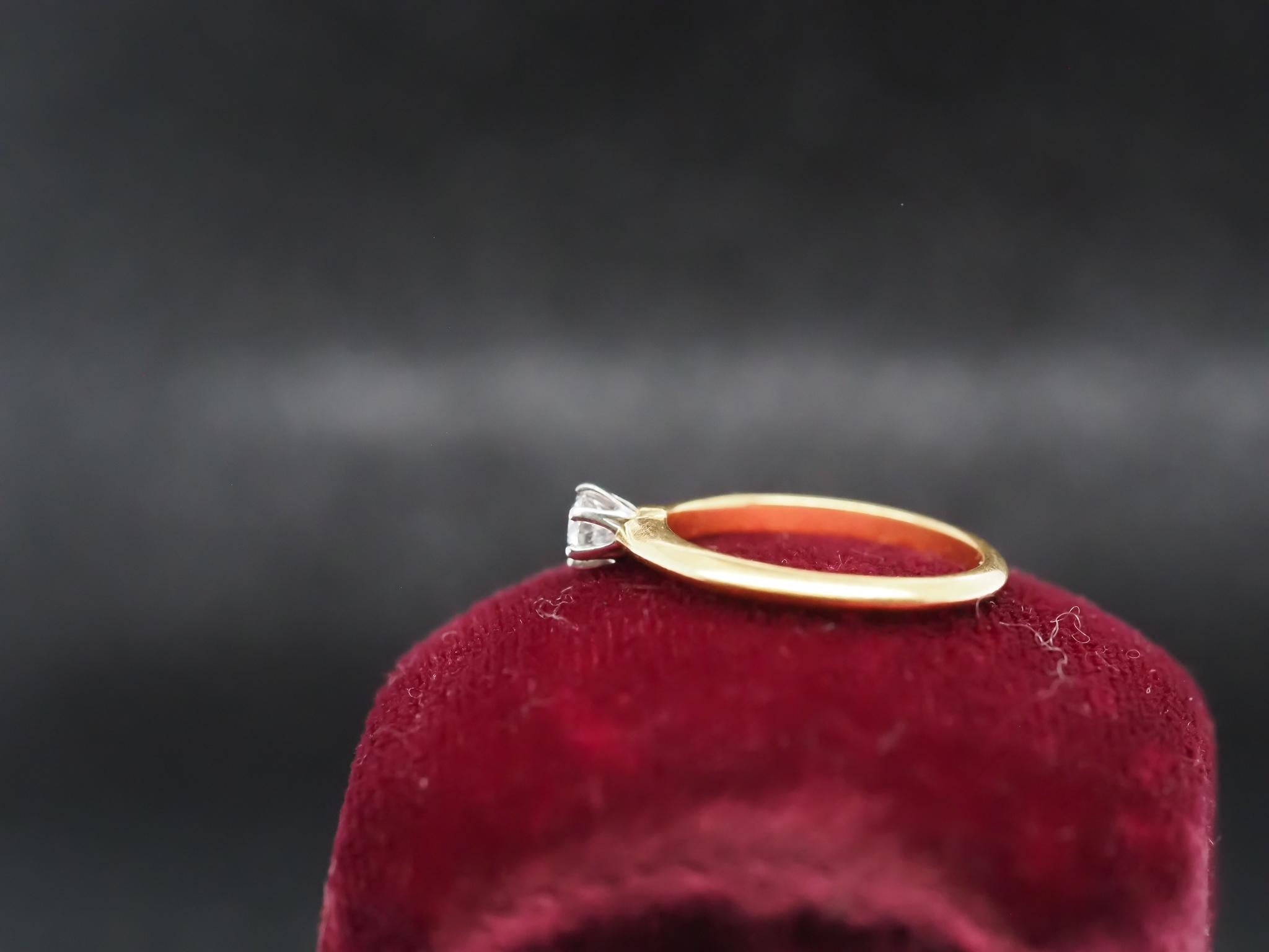 1970s Tiffany & Co. .19ct Round Diamond Engagement Ring in 18K and Platinum 2