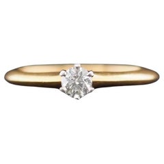 1970s Tiffany & Co. .19ct Round Diamond Engagement Ring in 18K and Platinum