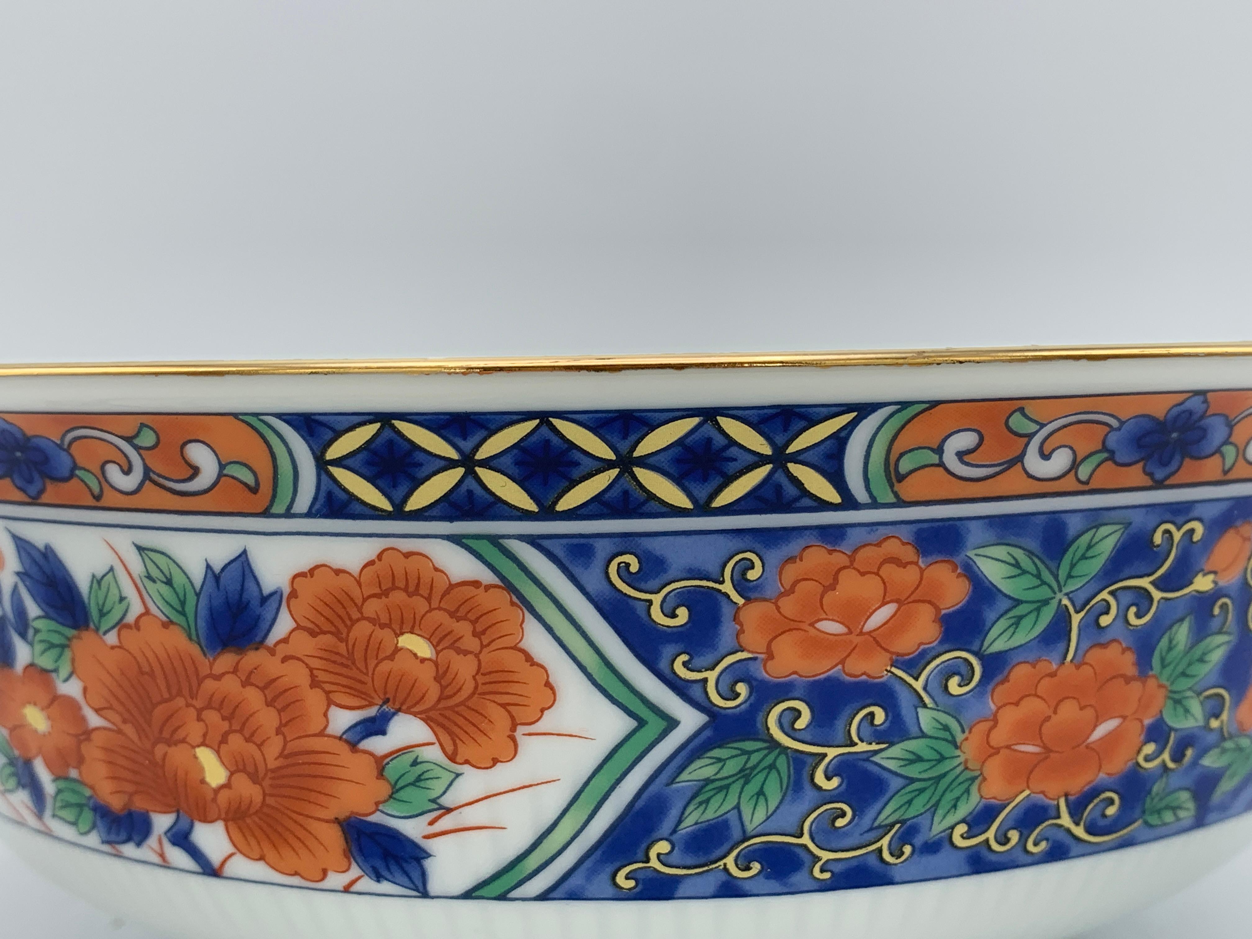 Painted 1970s Tiffany & Co. Chinoiserie Blue and White Imari-Style Catchall Bowl