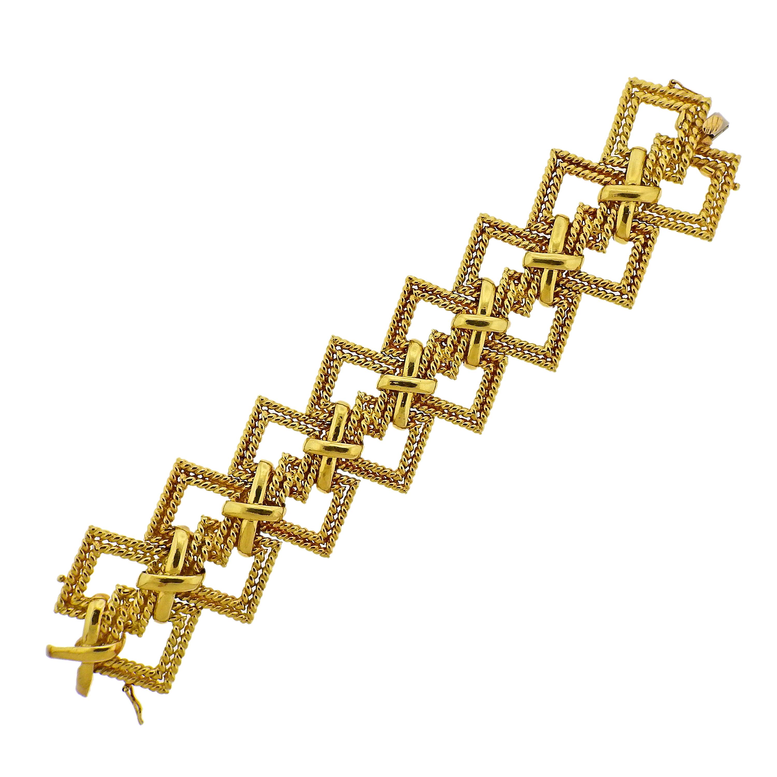 1970s Tiffany & Co. Gold Wide Bracelet For Sale