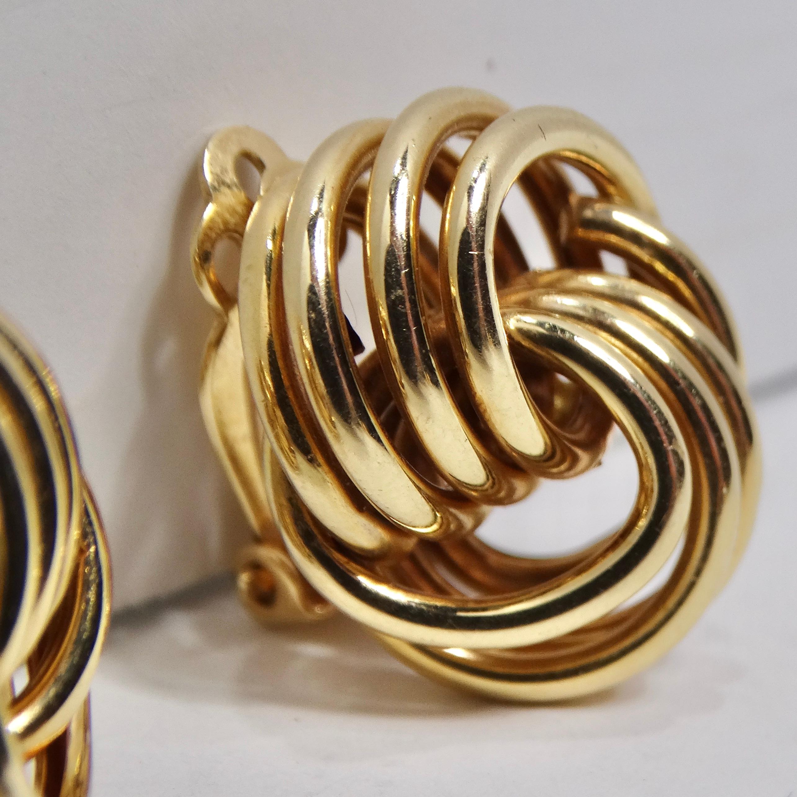 1970er Tiffany inspirierte 14K Gold-Ohrclips mit Clip im Zustand „Gut“ im Angebot in Scottsdale, AZ