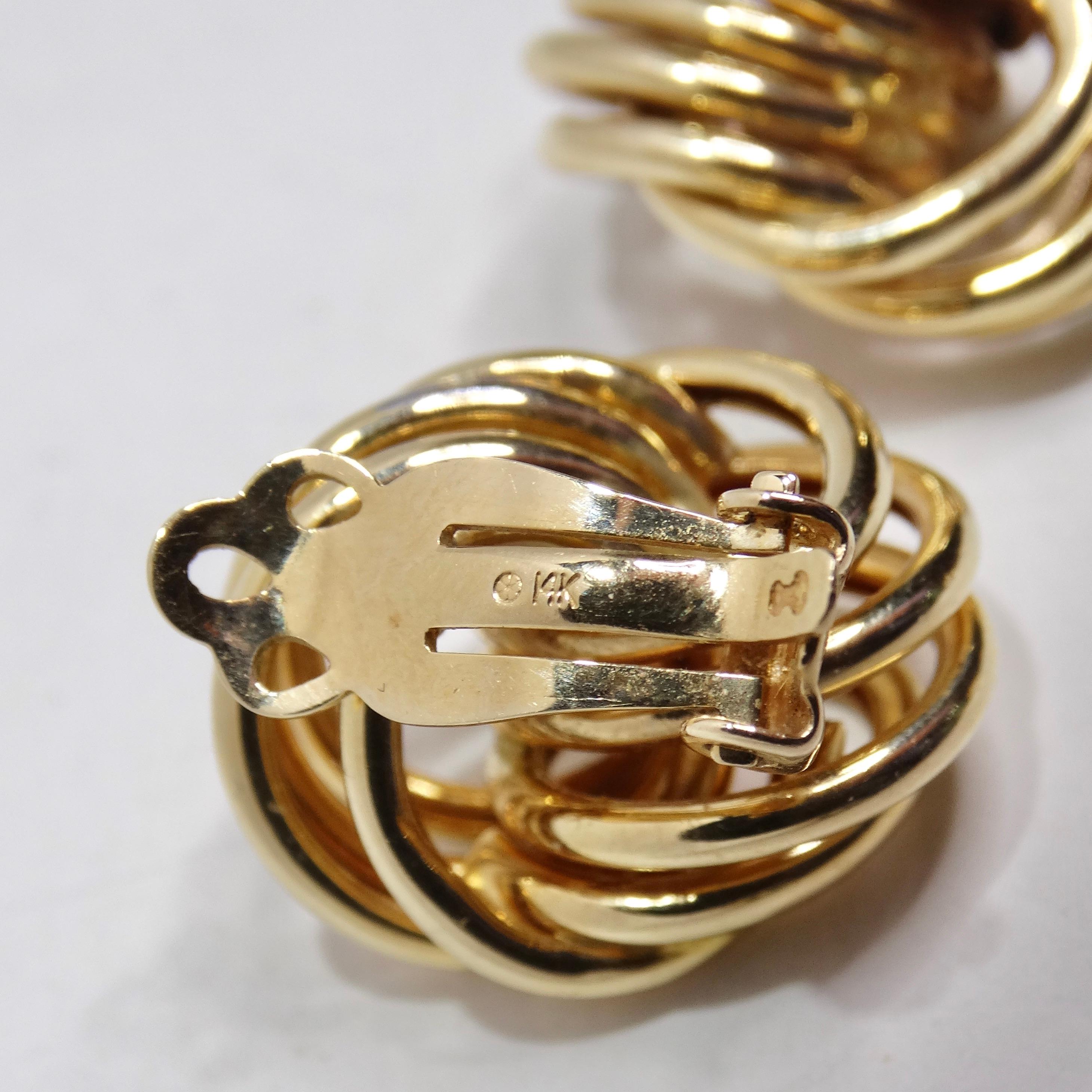 1970er Tiffany inspirierte 14K Gold-Ohrclips mit Clip für Damen oder Herren im Angebot