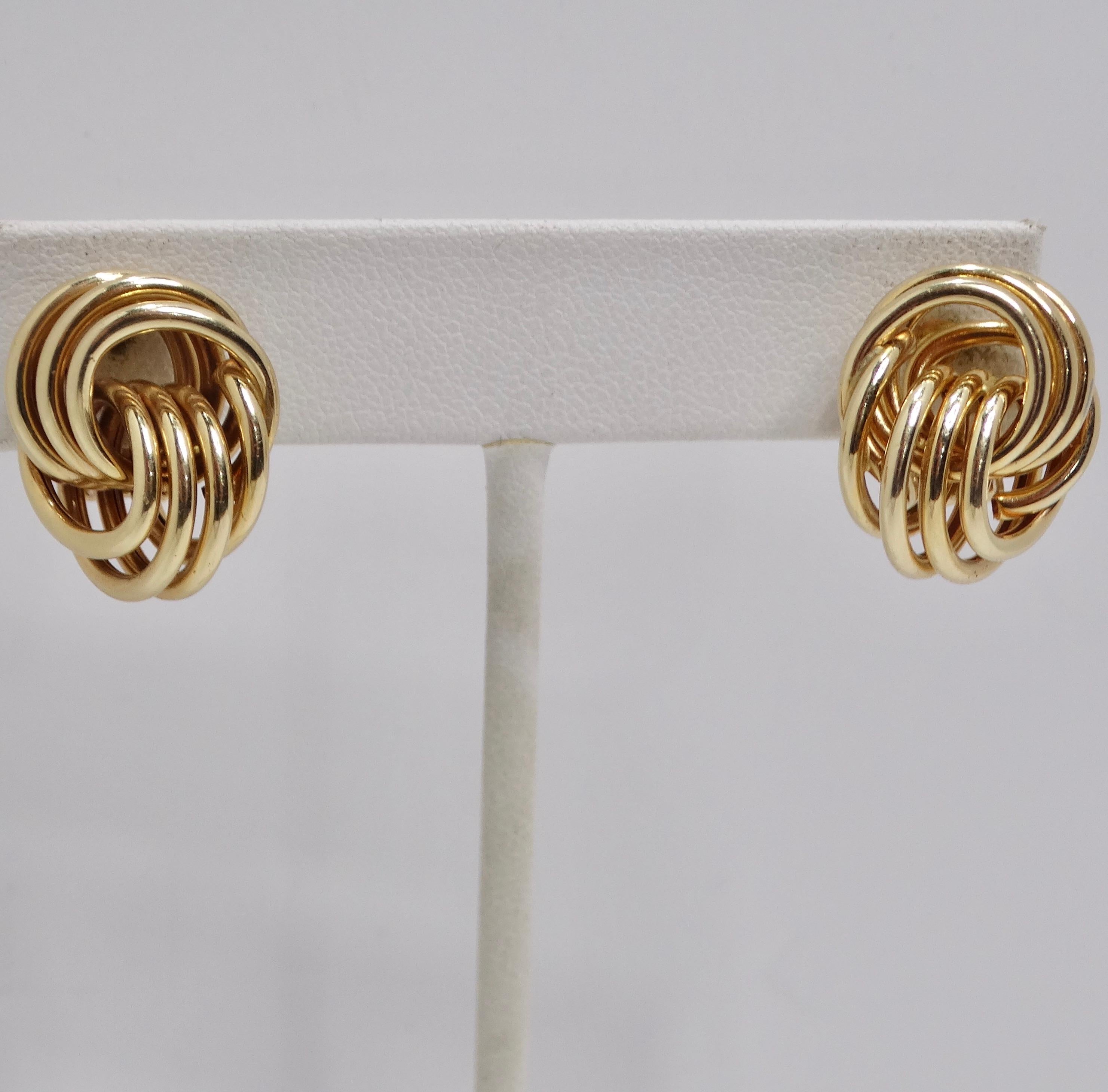 Women's or Men's 1970s Tiffany Inspired 14K Gold Clip On Earrings For Sale