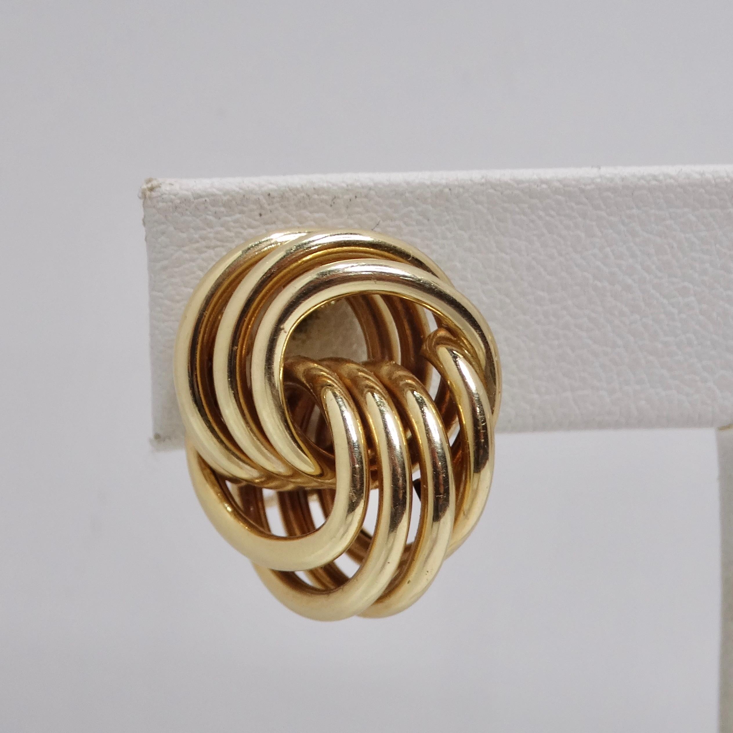 1970s Tiffany Inspired 14K Gold Clip On Earrings For Sale 1