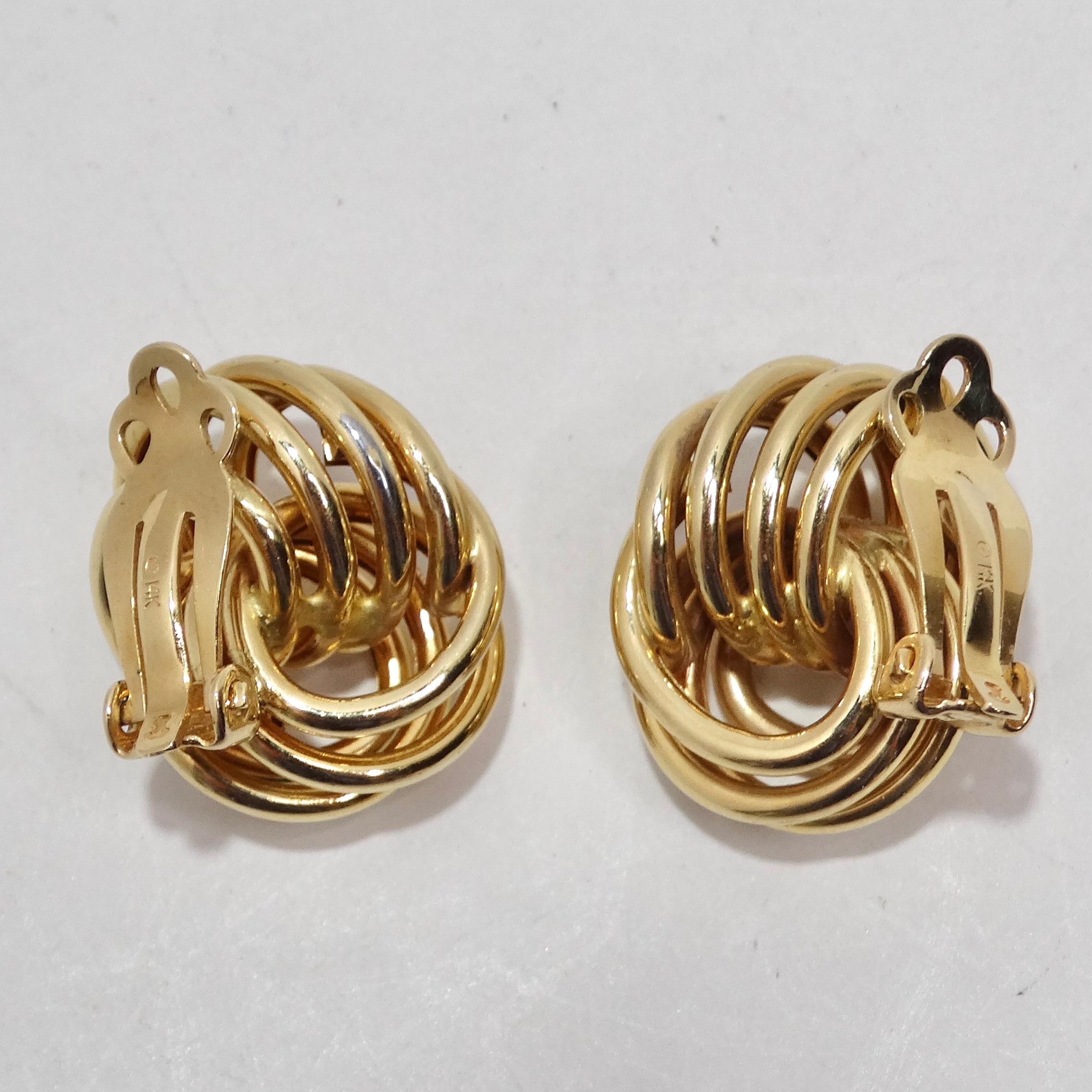 1970s Tiffany Inspired 14K Gold Clip On Earrings For Sale 4