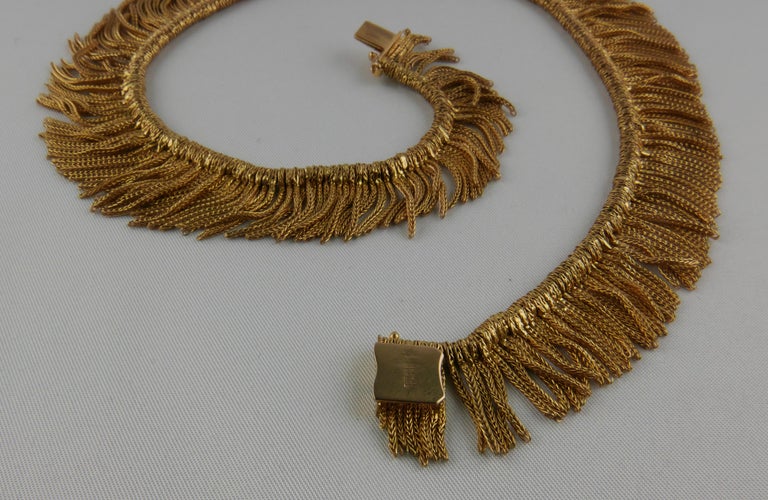 1970’s Tiffany Italy Yellow Gold Fringe Necklace 1