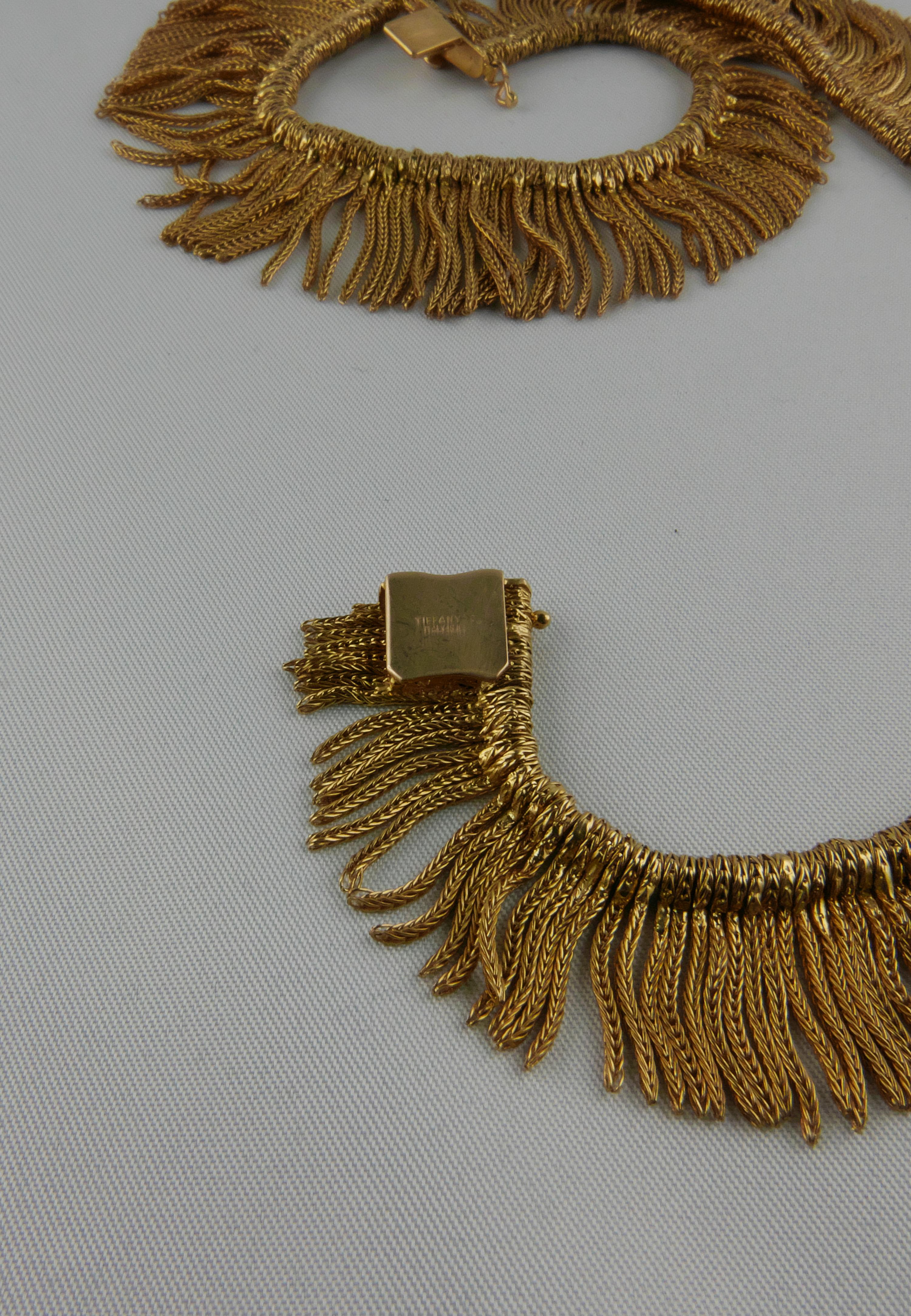 1970’s Tiffany Italy Yellow Gold Fringe Necklace 2