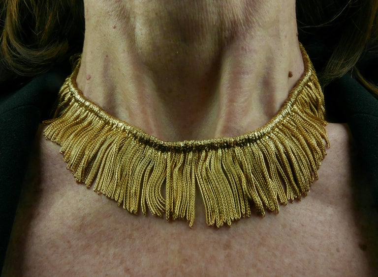1970’s Tiffany Italy Yellow Gold Fringe Necklace 3