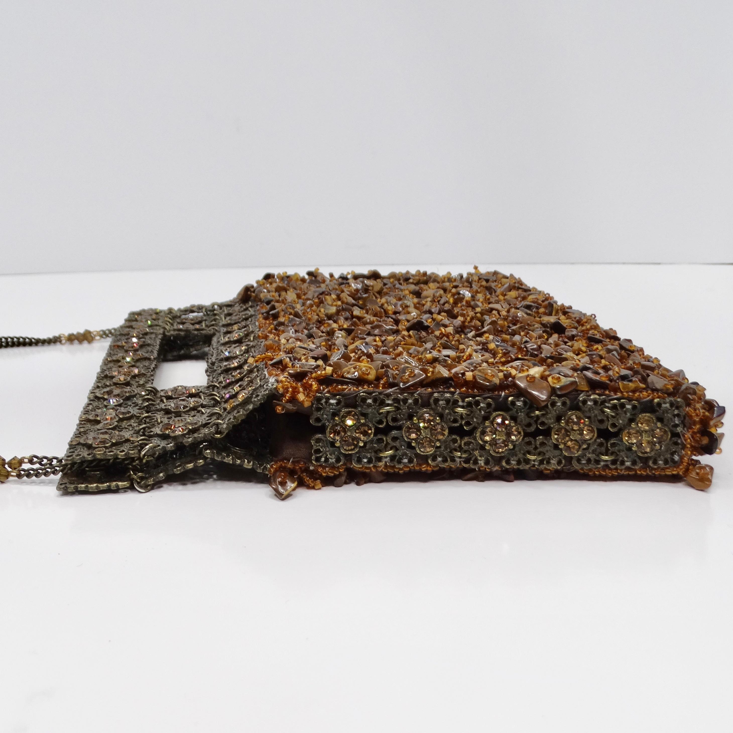 1970er Jahre Tigerauge Stein Swarovski-Kristall verschönerte Handtasche für Damen oder Herren im Angebot