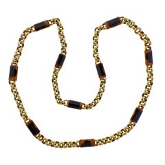 1970s Tiger's Eye Gold Link Necklace