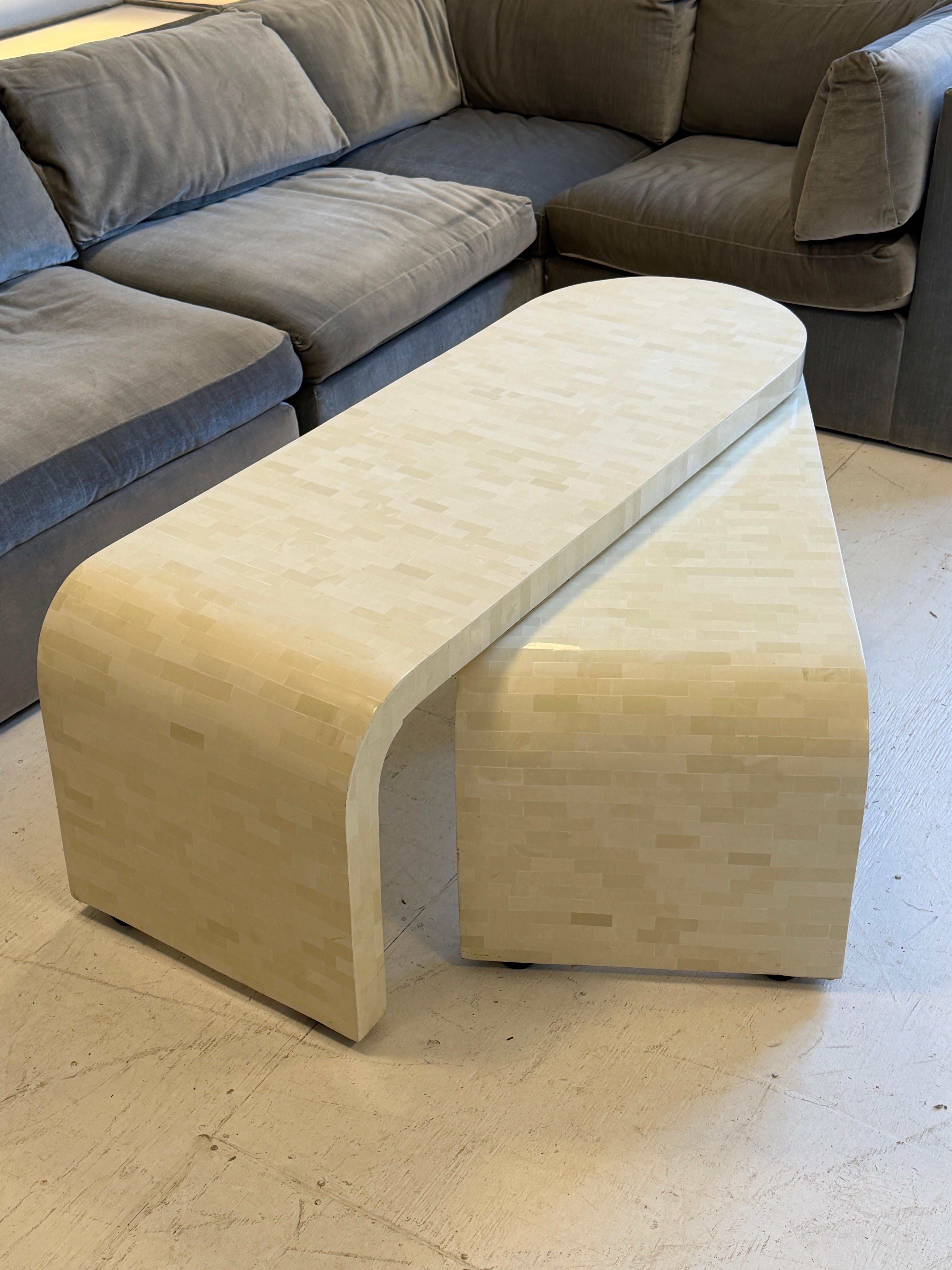 Late 20th Century 1970s Tiled Stone Pivoting Low Coffee Table in the Manner of Springer For Sale